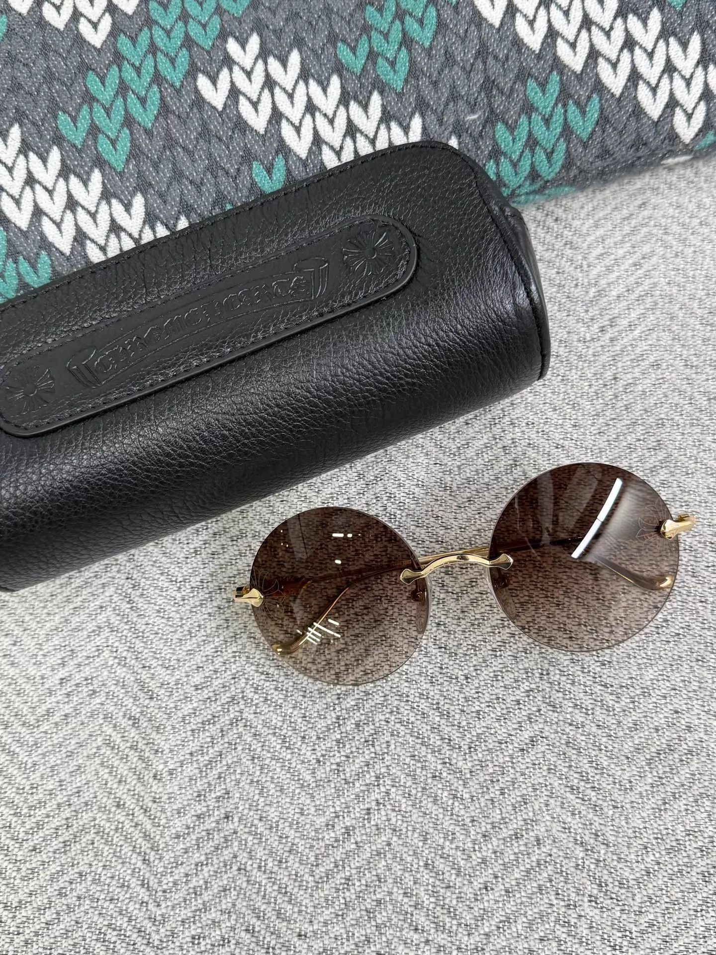 Chrome Hearts Chrome Hearts Round Tobacco Grad Cross Sunglasses Size ONE SIZE - 1 Thumbnail