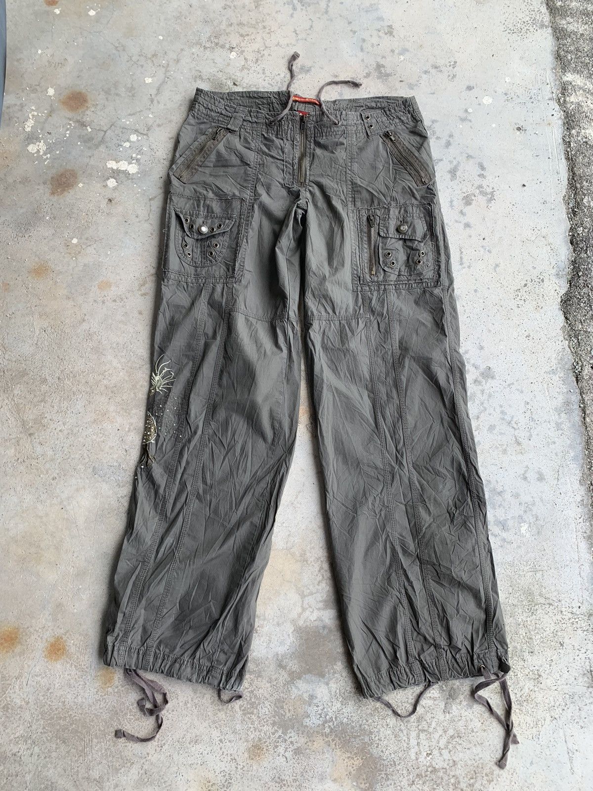 Other Distressed Embroidered Dragon Cargo Pants Size 32" / US 10 / IT 46 - 3 Thumbnail