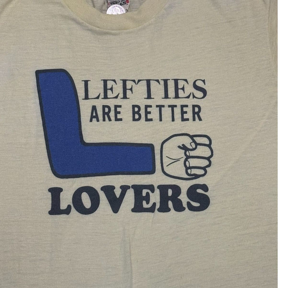 Vintage Vintage 80s Lefties Are Better Lovers Tee Screen Stars RARE Size US L / EU 52-54 / 3 - 2 Thumbnail
