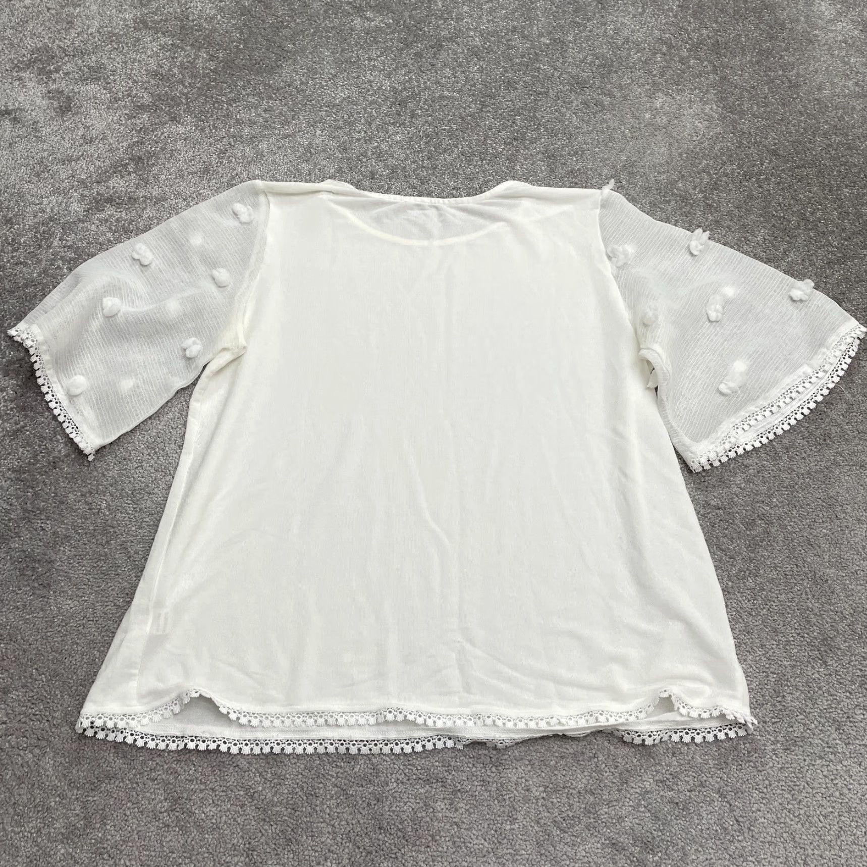 Vintage Unbranded Blouse Womens 2XL White Crew Neck Sheer Short Sleeve Stretch Casual Shirt Ladies Black Friday Style Size XXL / US 16-18 / IT 52-54 - 2 Thumbnail