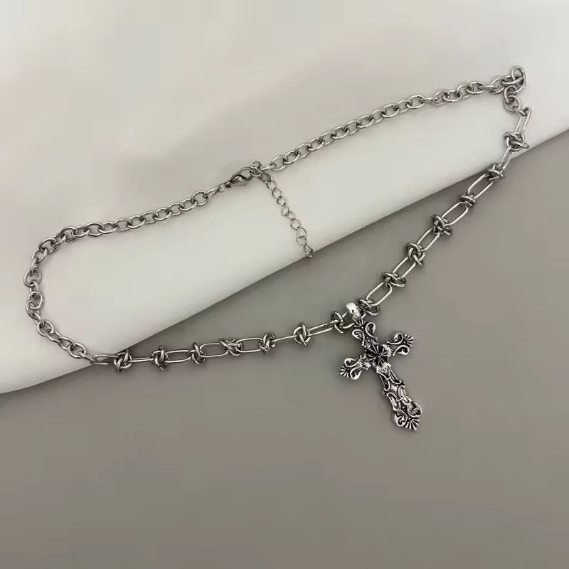 Jewelry Cross Pendants Necklace With Knotted Chain Necklace Size ONE SIZE - 4 Thumbnail