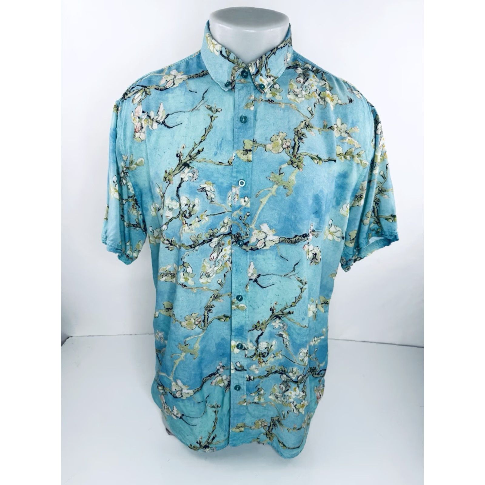 Vintage RSVLTS - VAN GOGH Painting - Floral Print Mens L Shirt Shirt Mens L Greenish Blue Floral Pattern 90s Theme Women? Size US L / EU 52-54 / 3 - 2 Thumbnail