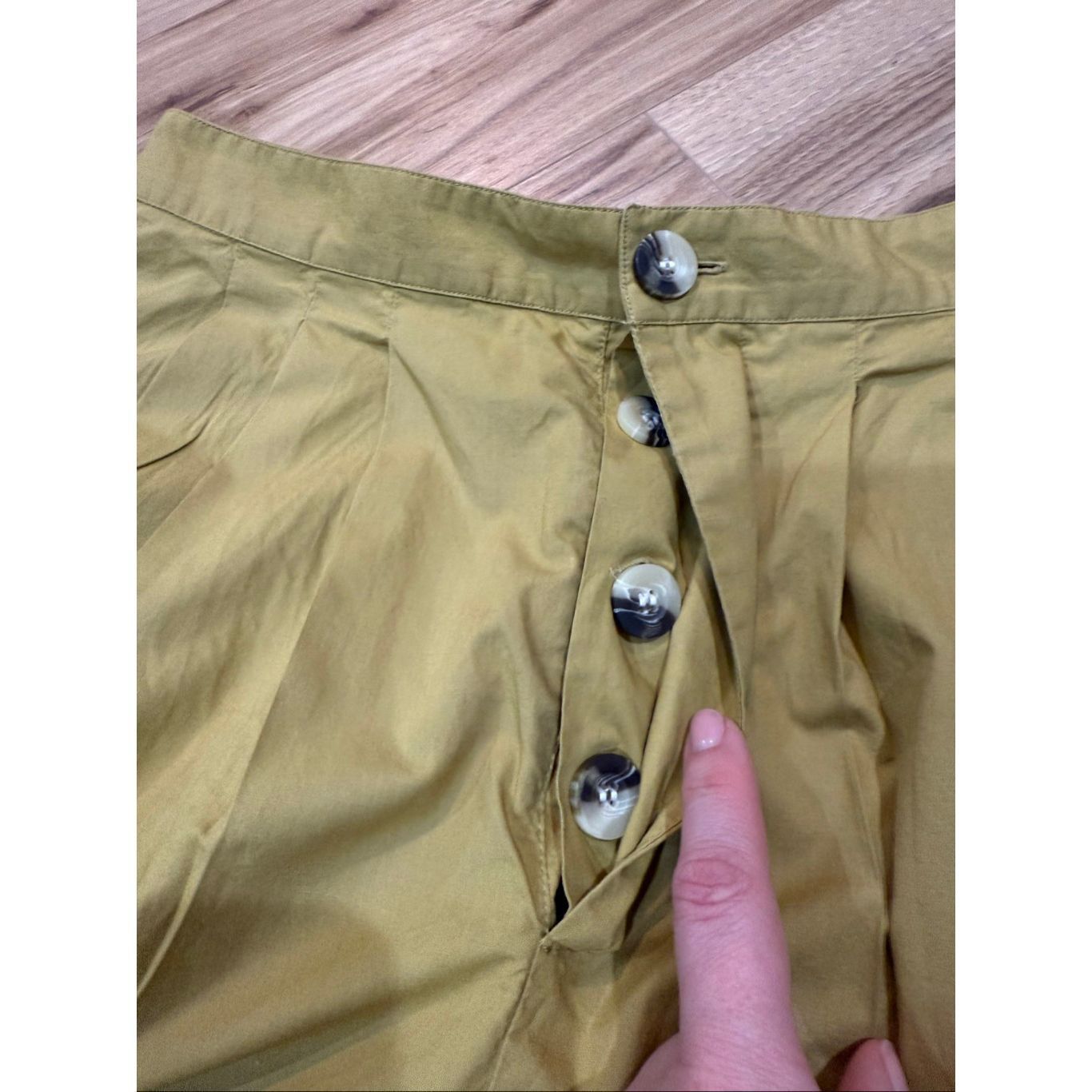DOEN Doen Women's Yellow/Green Valentin Pleated Cotton-poplin Wid Size 30" / US 8 / IT 44 - 3 Thumbnail
