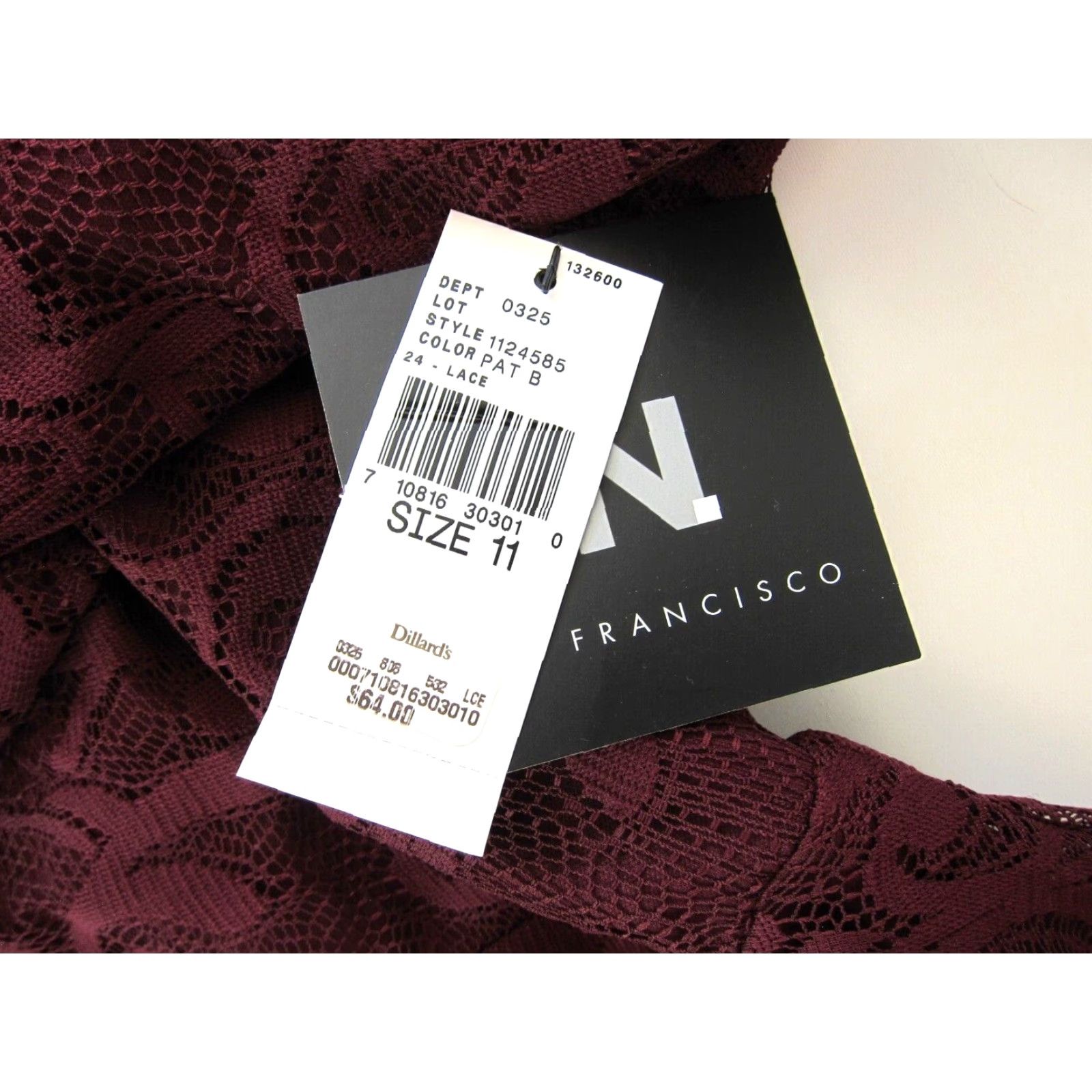 Vintage VINTAGE I.N. San Francisco Red Burgundy Lace Flare Sleeve Scoop Neck Smock Dress 11/L Size L / US 10 / IT 46 - 3 Thumbnail
