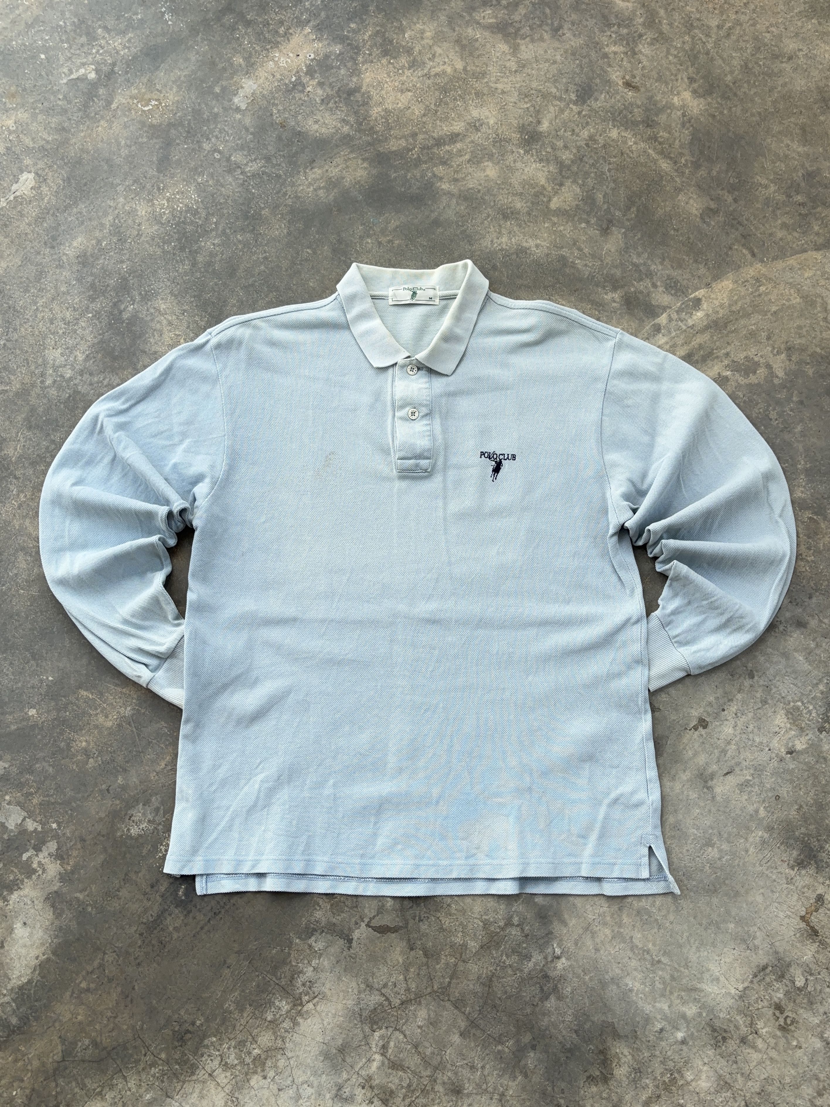 Polo Ralph Lauren Polo Club Blue Long Sleeve Vintage Polo Shirt Size US M / EU 48-50 / 2 - 1 Thumbnail