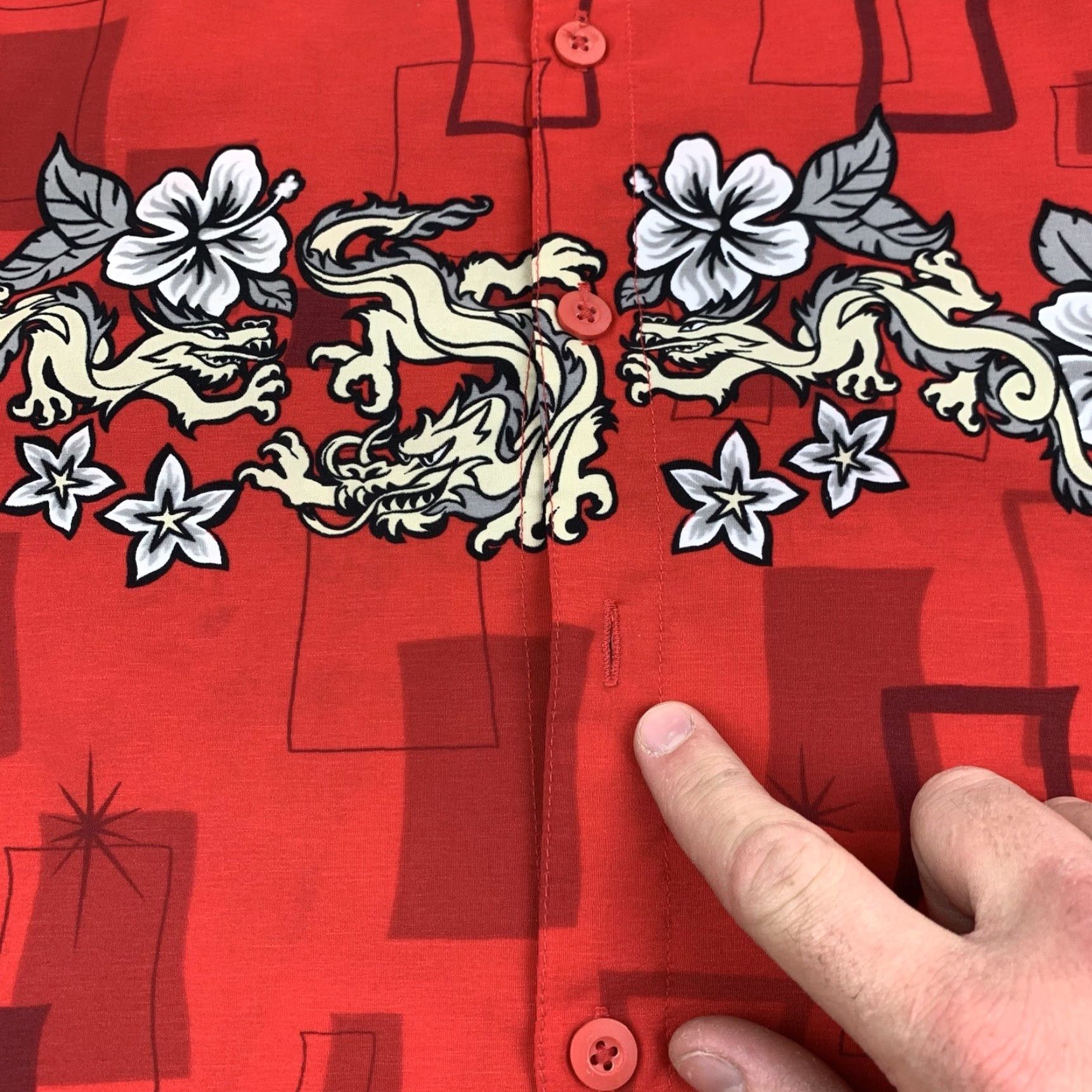 Vintage VINTAGE Urban Pipeline Button Up Shirt Adult Large Red Dragon Tribal Grunge Y2K Men Size US L / EU 52-54 / 3 - 3 Thumbnail