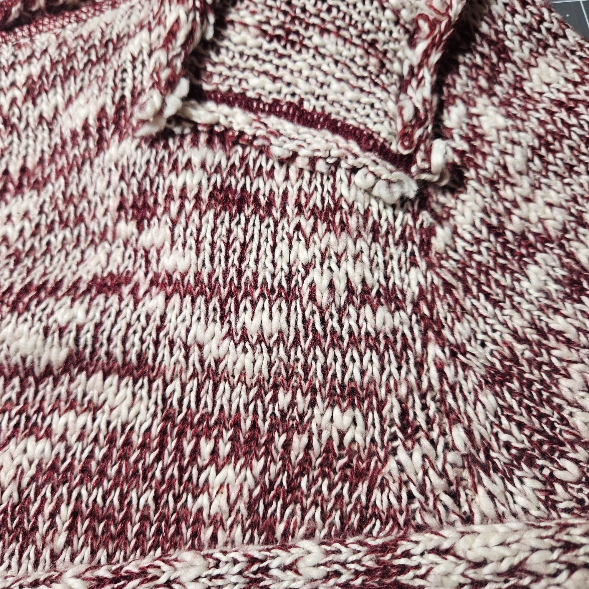 Michael Stars Michael Stars Burgundy Cream Knit Cardigan 1 Grunge, Coffeec Size S / US 4 / IT 40 - 10 Thumbnail