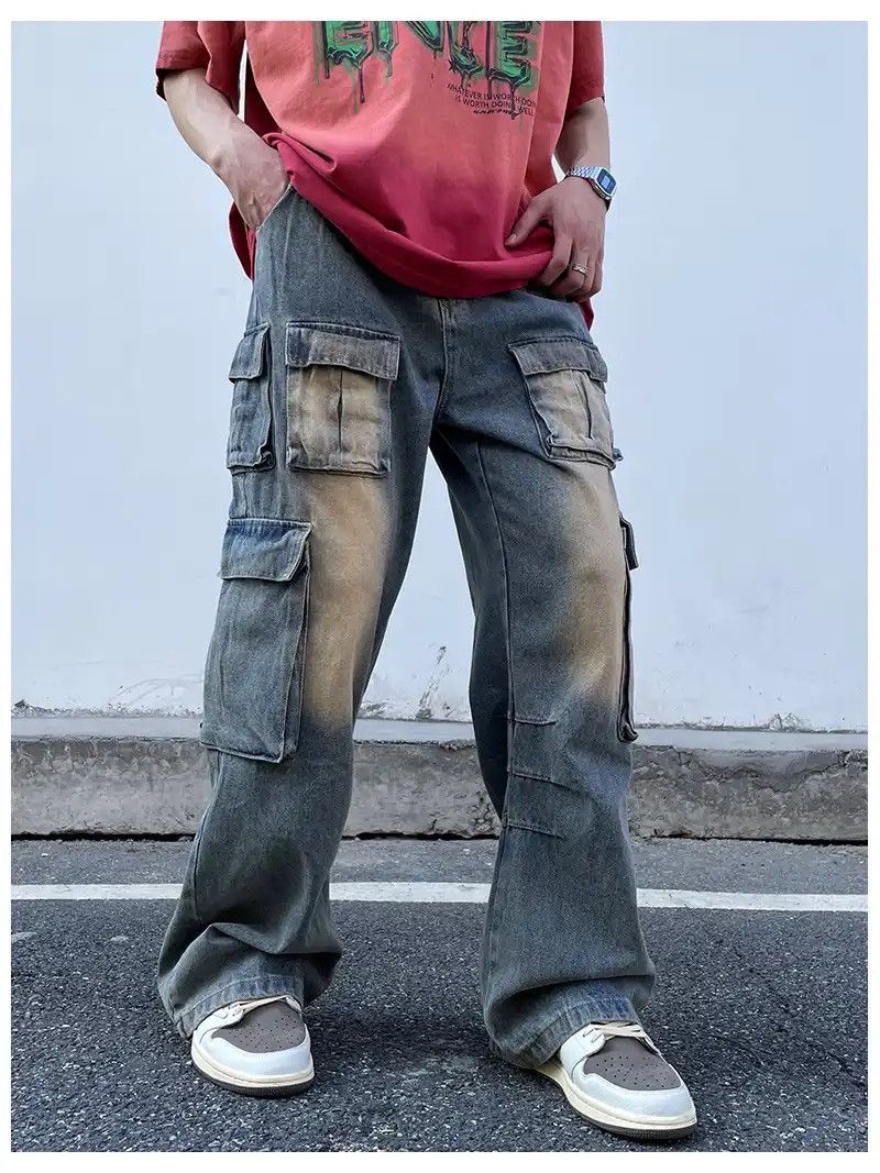 Y2K Wide Leg Cargo Denim Pant
