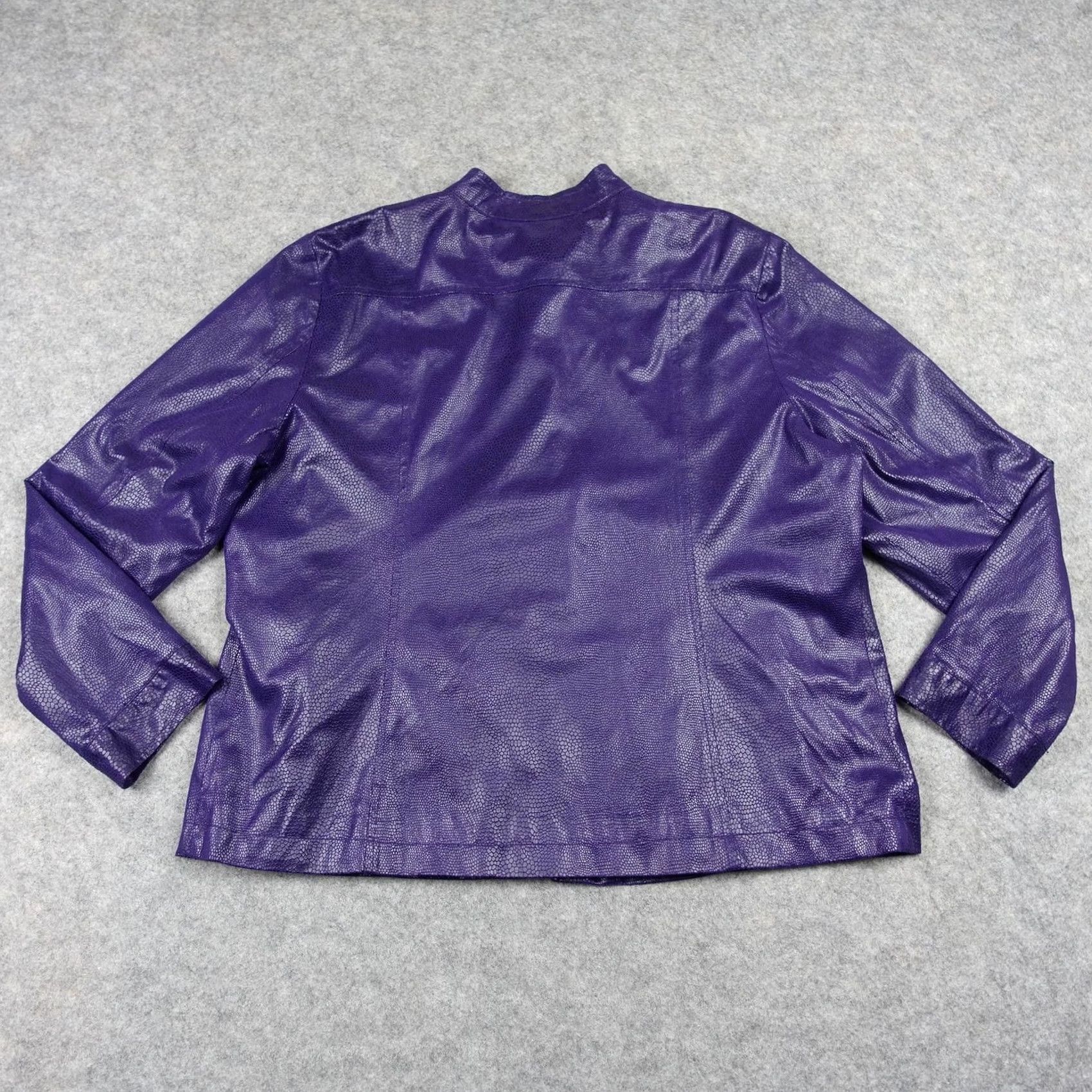 Vintage Chico's Jacket Womens Size 3 Purple Lightweight Textured VTG Snake Print Collared Lined Pockets Coat/Outerwear Size XS / US 0-2 / IT 36-38 - 5 Thumbnail