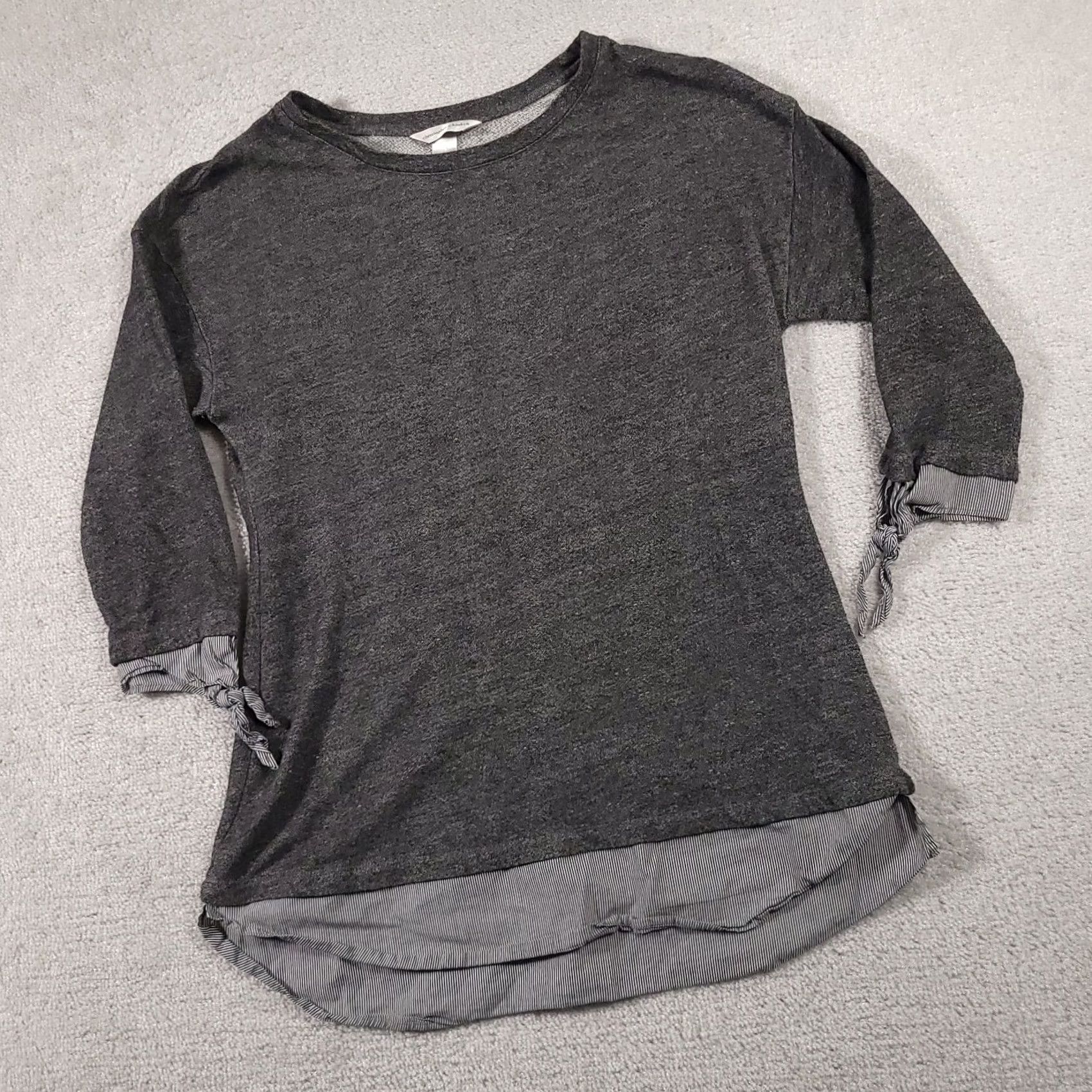 Vintage Christopher & Banks Sweater Women's Large Gray Mock Layered 3/4 Sleeve Tunic Size L / US 10 / IT 46 - 2 Thumbnail