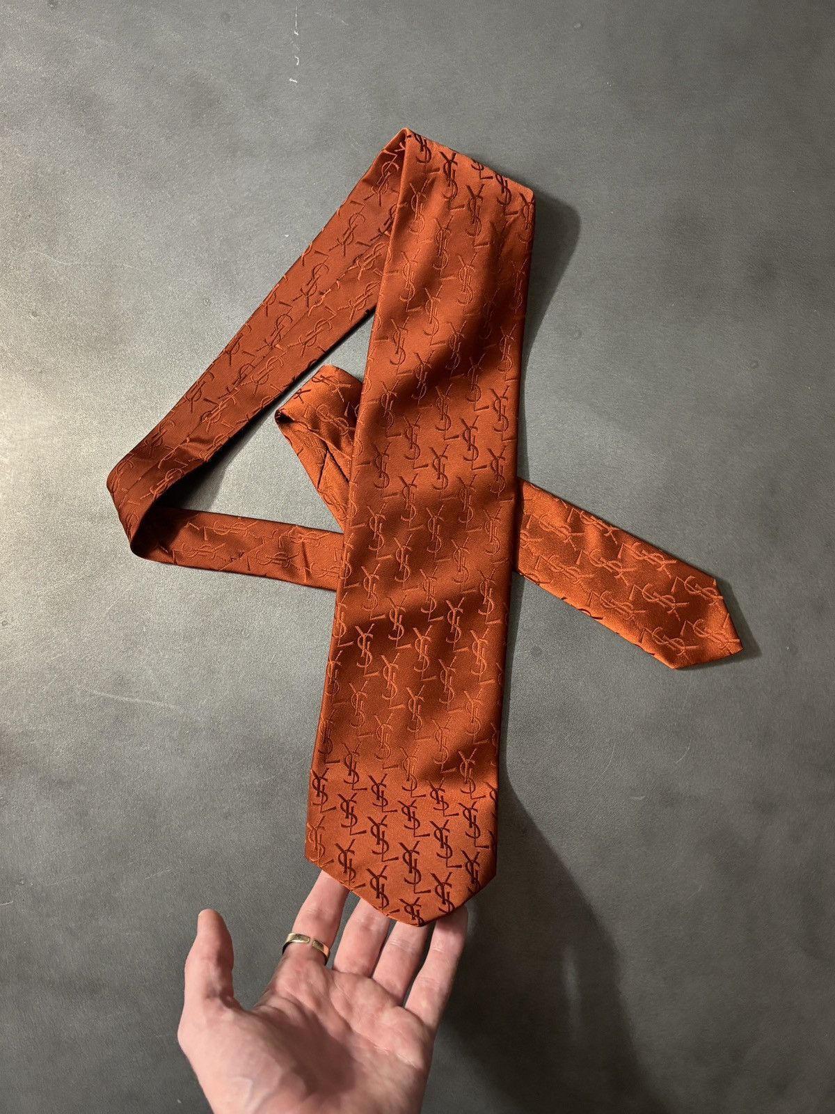 Yves Saint Laurent Vintage YSL Monogram Tie Necktie 1970s Yves Saint Laurent Size ONE SIZE - 10 Thumbnail