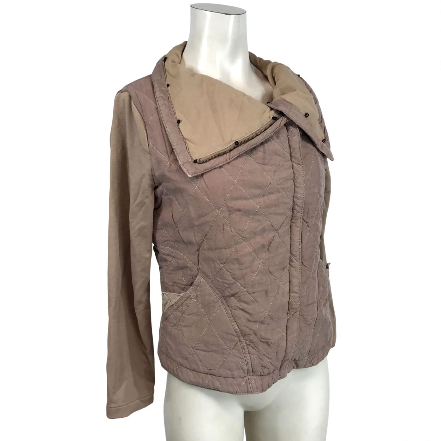 Vintage MARRAKECH Womens XS MAUVE QUILTED ASYMMETRICAL JACKET COAT, Zip, Regular, Basic Jacket, Outer Shell Material SEE TAG, Mauve, Hus? Size XS / US 0-2 / IT 36-38 - 2 Thumbnail