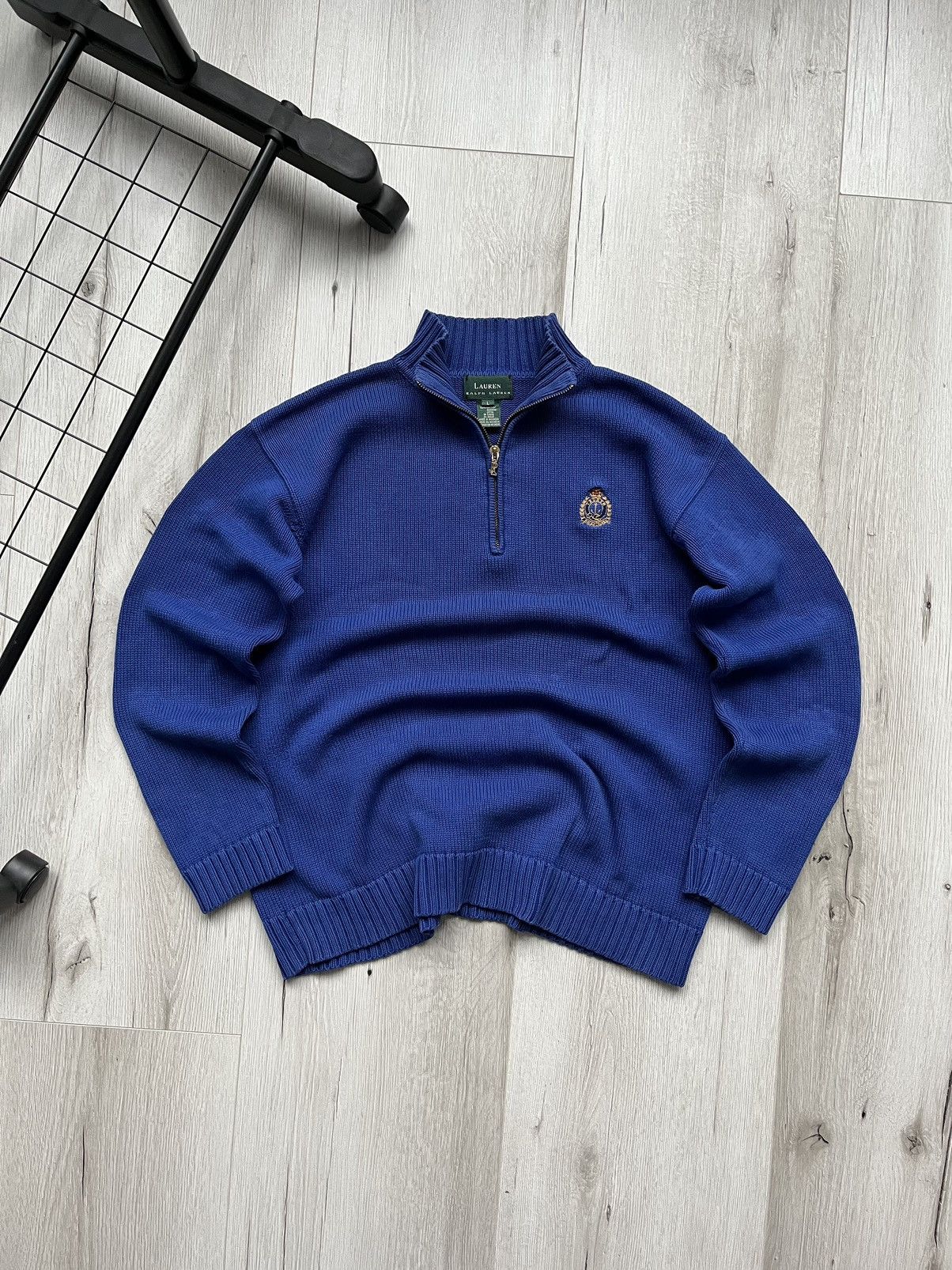 Lauren Ralph Lauren × Polo Ralph Lauren × Vintage LRL Lauren Ralph Lauren 1/3 Quarter Zip Knit Blue Sweater Size US M / EU 48-50 / 2 - 1 Thumbnail