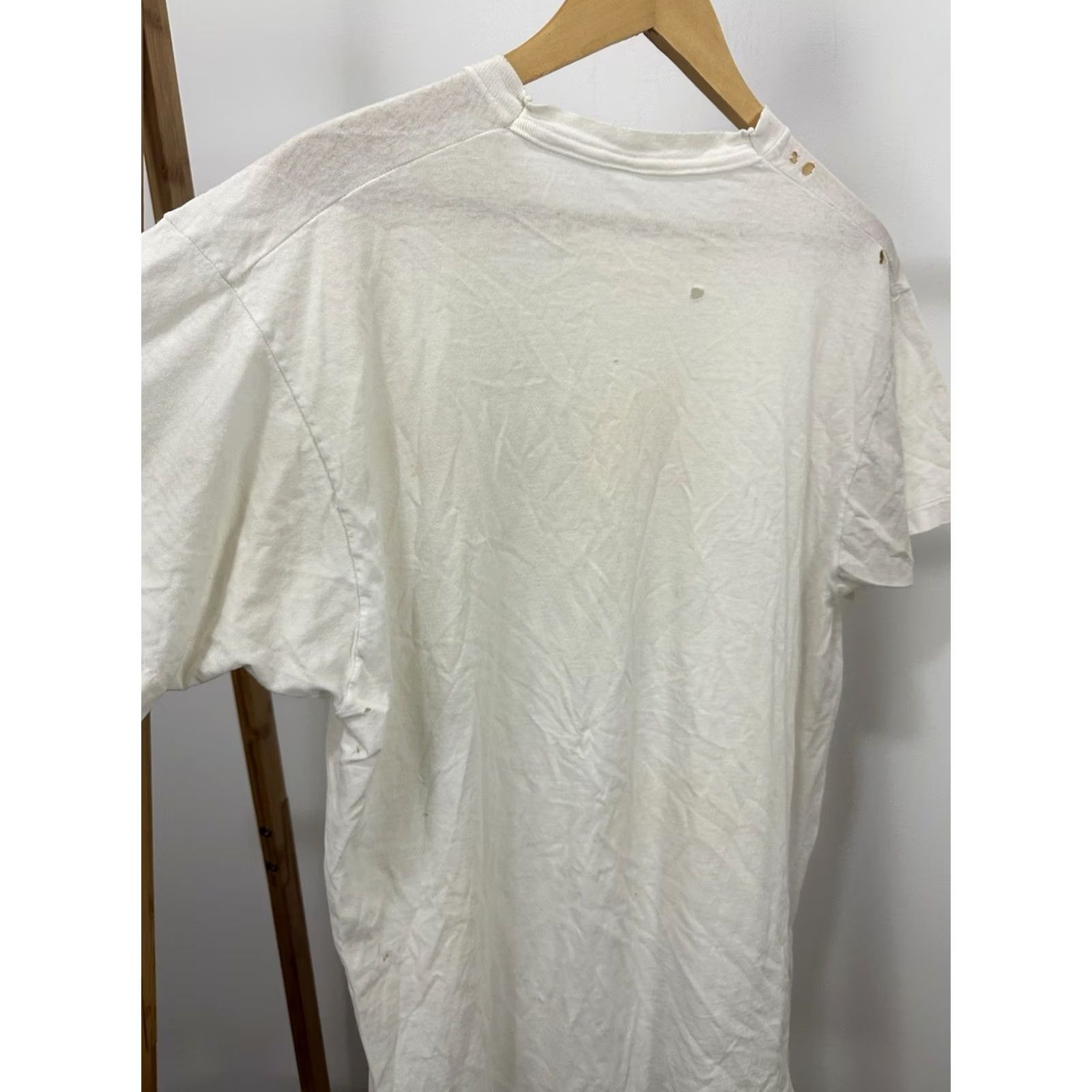 Thrasher VTG 80s Cotton Blank Thrashed Distressed Worn WIP Work T-Shirt XL White Mens XL Shirt Size US XL / EU 56 / 4 - 5 Thumbnail