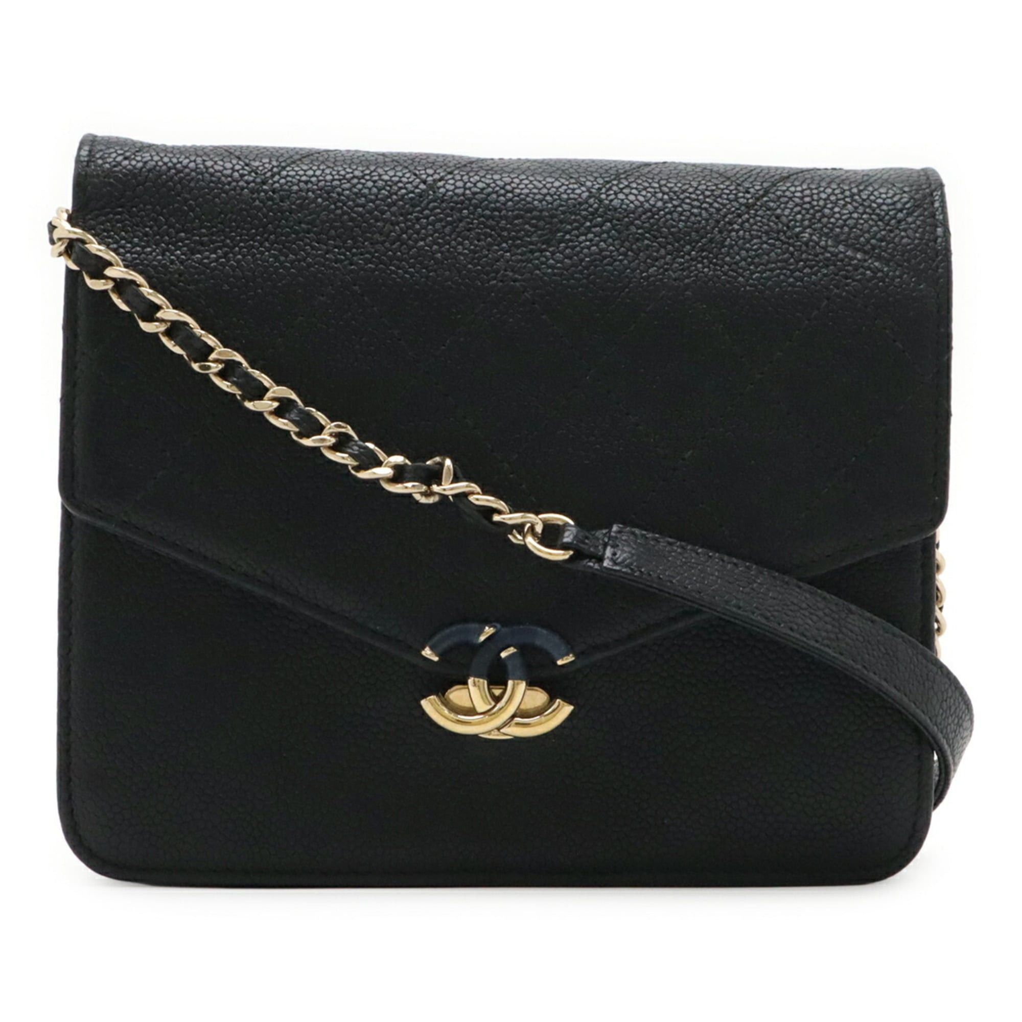 Chanel CHANEL Matelassé Wallet Chain Shoulder Bag Pouch Caviar Leather Black Size ONE SIZE - 1 Thumbnail