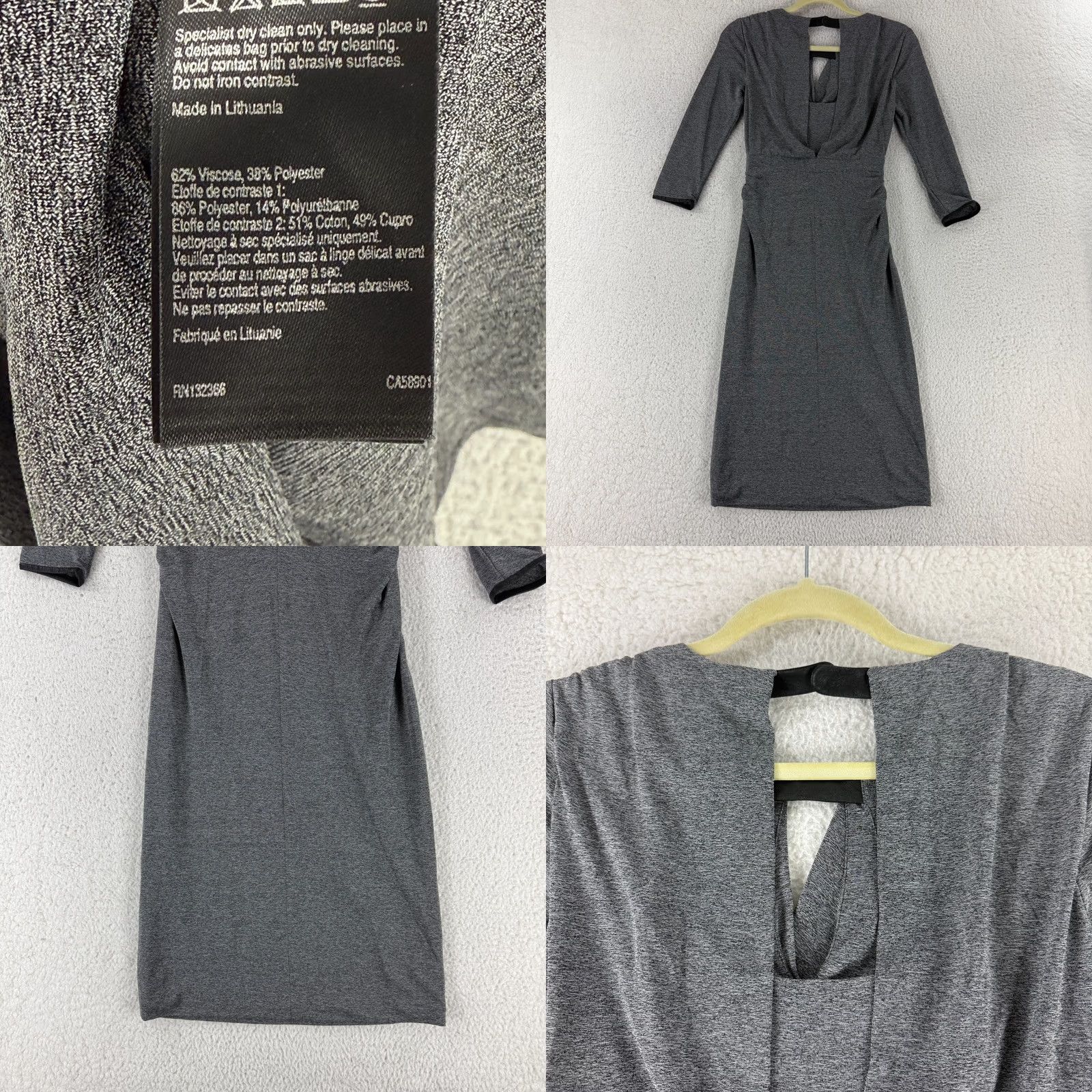 Karen Millen Karen Millen Sheath Dress Womens Size 2 Gray Heathered Draped 3/4 Sleeve Stretch Lad Dress Ladies Shirt? Size XS / US 0-2 / IT 36-38 - 9 Thumbnail
