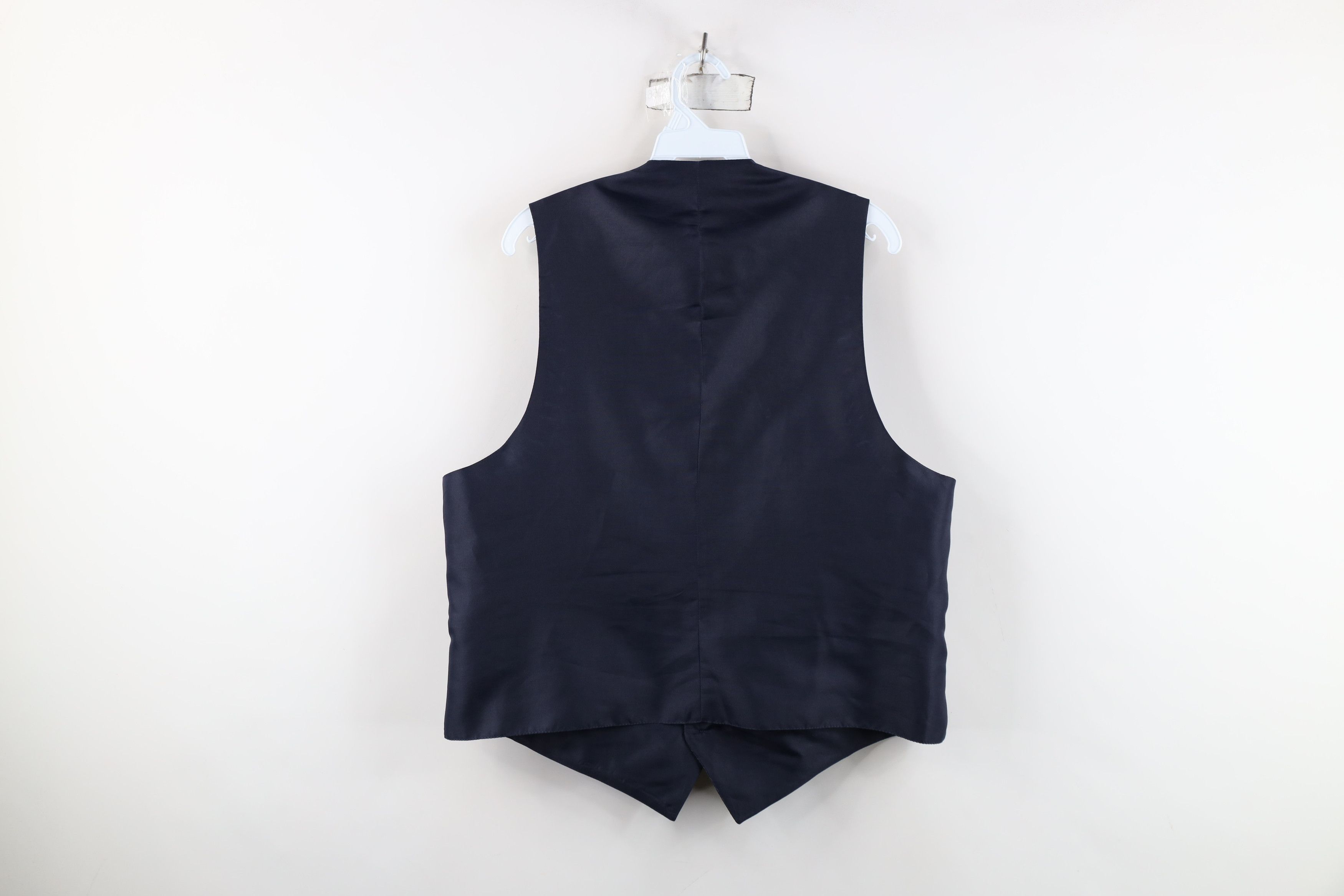 Vintage Vintage 90s Pinstriped Knit Suit Vest Jacket Navy Blue USA Size US L / EU 52-54 / 3 - 12 Thumbnail