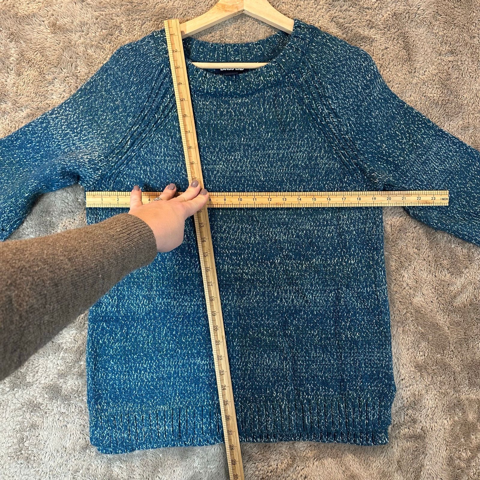 Lands' End Lands End Teal Blue Marled Knit Sweater Womens M 10 12 Size M / US 6-8 / IT 42-44 - 7 Thumbnail