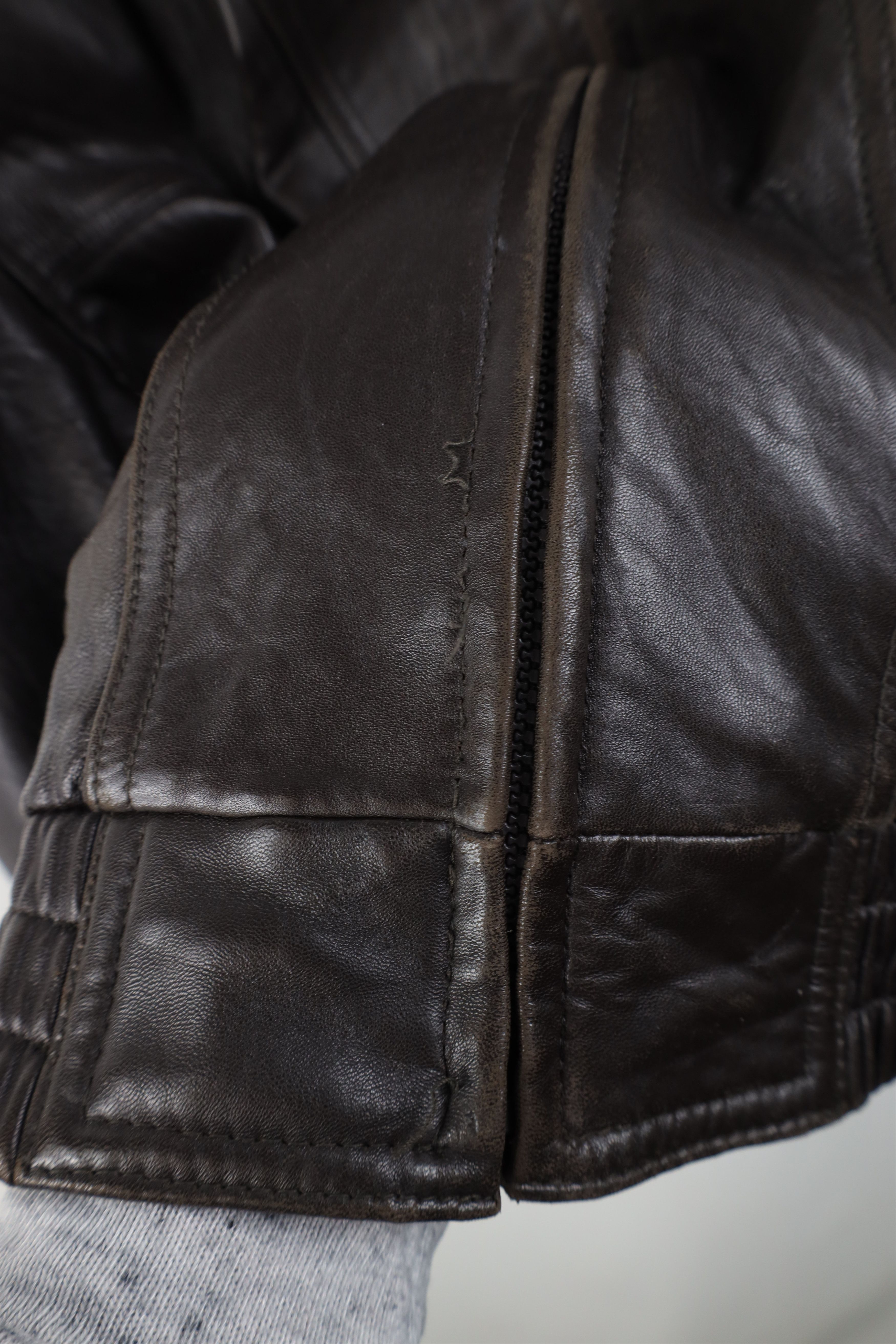 Vintage Vintage 90s Streetwear Full Zip Leather Bomber Jacket Brown Size US XL / EU 56 / 4 - 6 Thumbnail