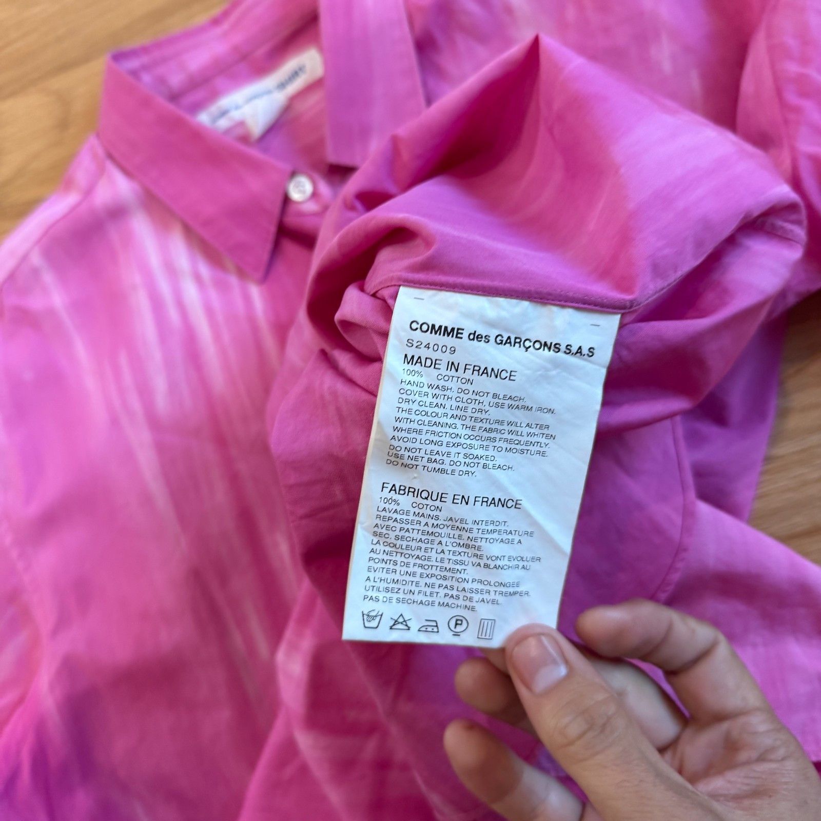 Comme des Garcons Comme Des Garcons Shirt S24009 Pink Tye Dye Button Up Size US M / EU 48-50 / 2 - 8 Thumbnail