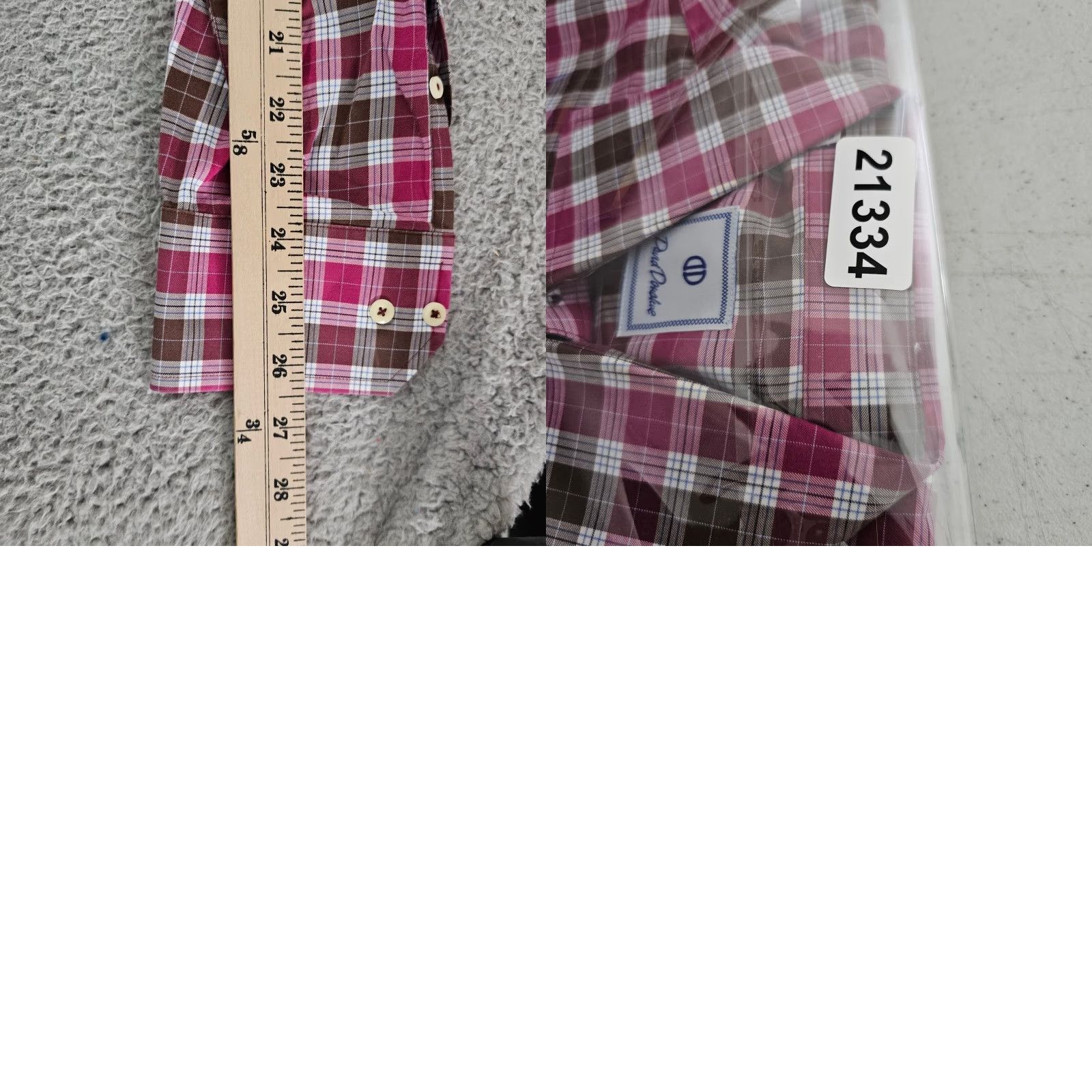 David Donahue David Donahue Dress Shirt Mens Large Pink Brown Check Twill Cotton Long Sleeve Size 42R - 9 Thumbnail