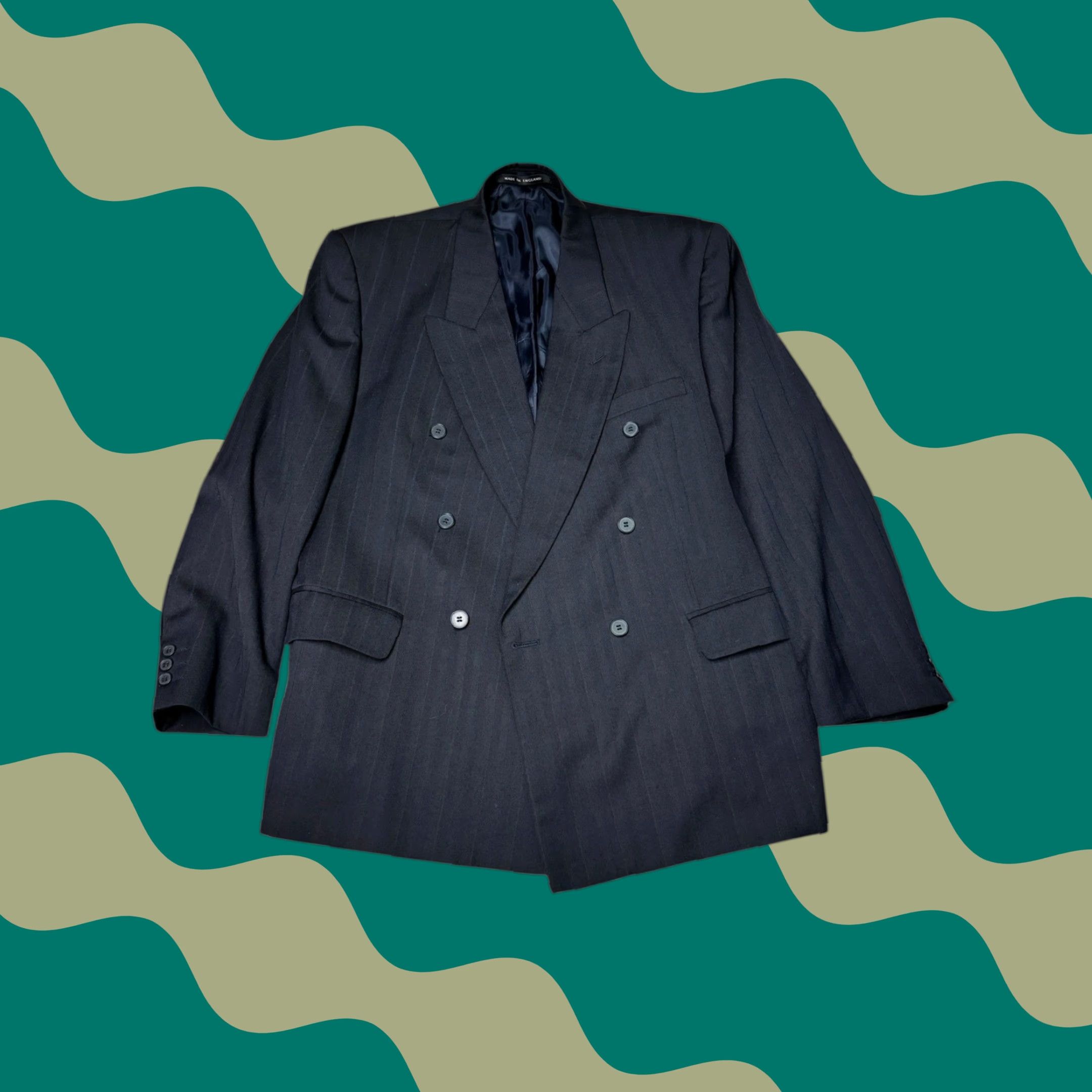 Doublet Alexandre of England Blazer Men’s Black Pinstripe Double Breasted 44 Short Blazer Black Mens 44 Short Formal Workwear Vintage-Style? Size 44R - 1 Thumbnail