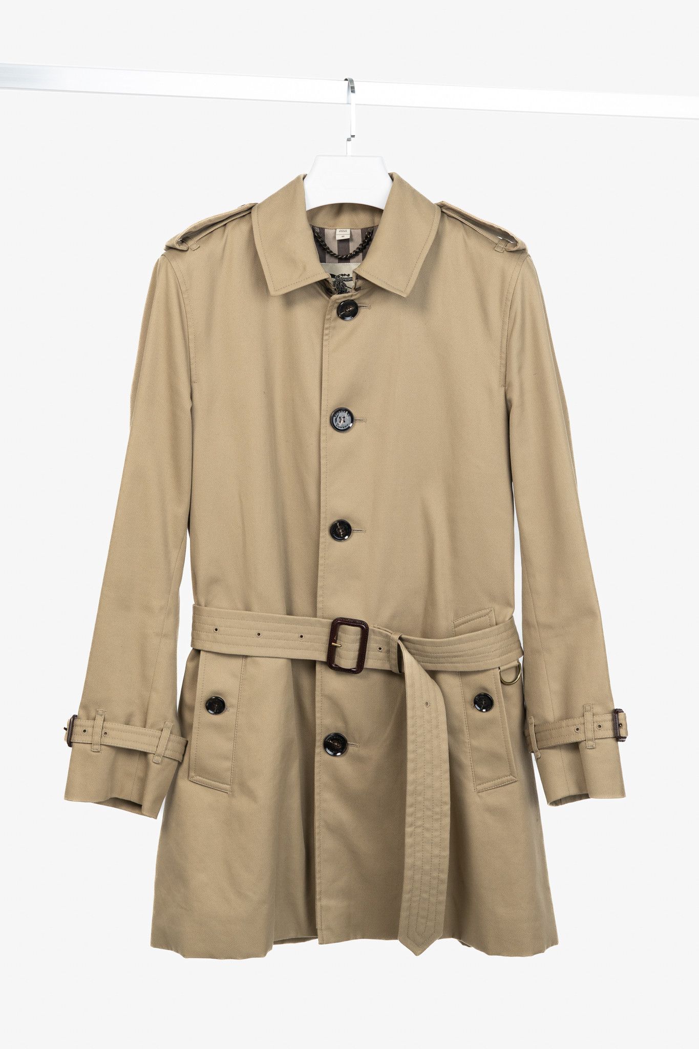 Burberry Khaki Cotton-Twill Belted Trench Coat