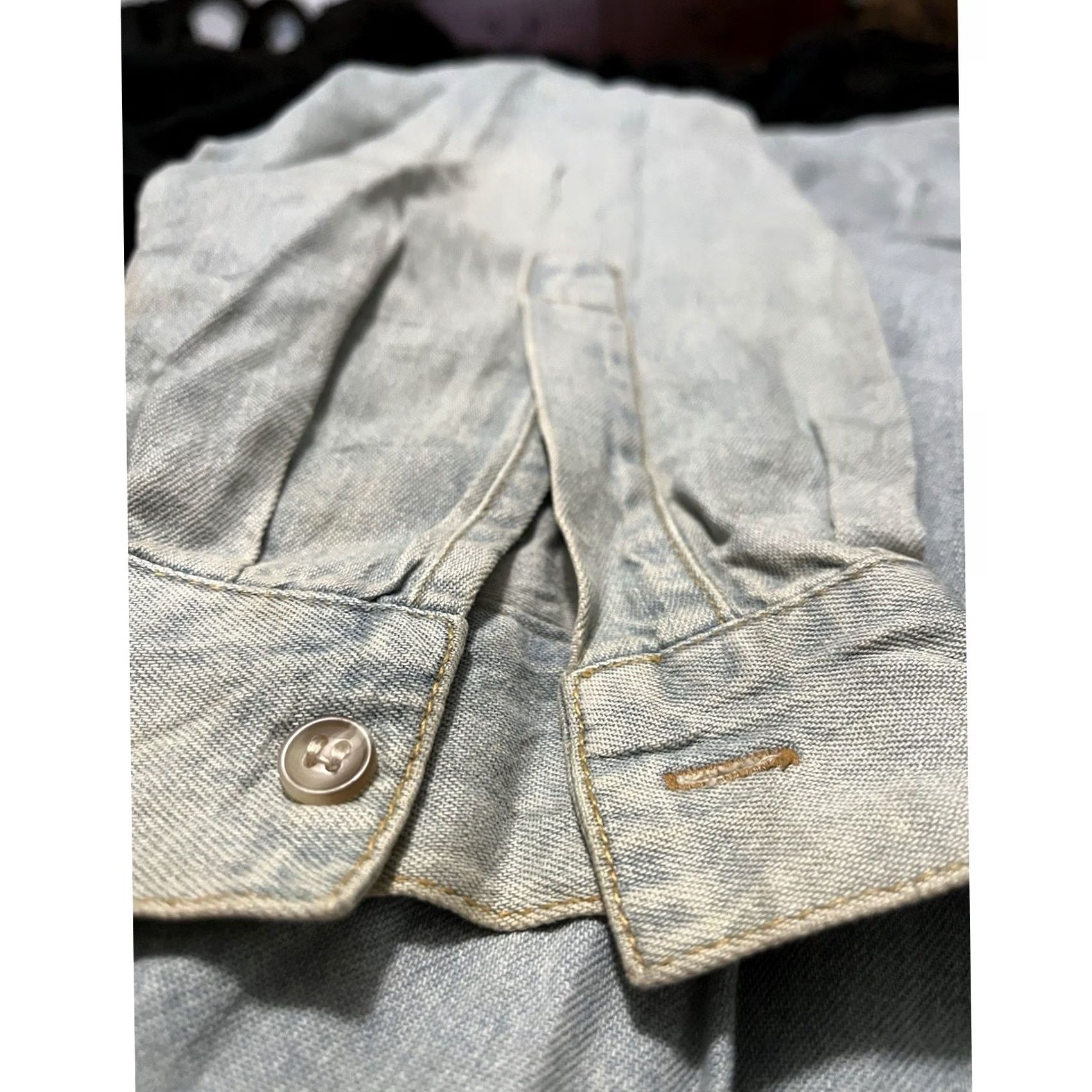 Denime Betty Boop Shirt Blue Solid Long Sleeve Women Size XL Denim Size XL / US 12-14 / IT 48-50 - 3 Thumbnail