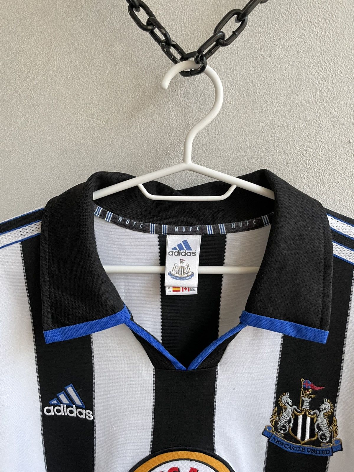 Adidas NEWCASTLE UNITED 1999 2000 HOME FOOTBAL SHIRT SOCCER JERSEY Size US XL / EU 56 / 4 - 12 Thumbnail
