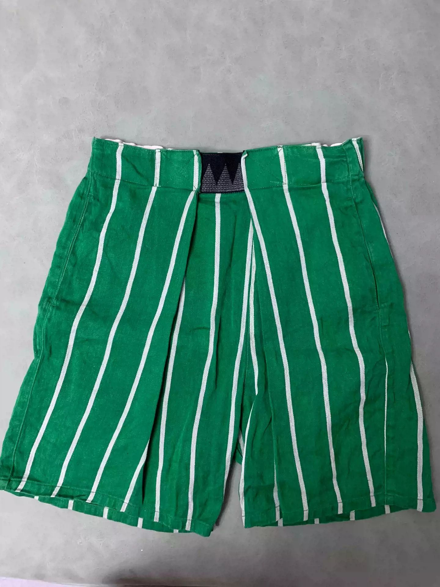 Kapital Kapital Green cotton and linen shorts with vertical stripes Size US 34 / EU 50 - 1 Thumbnail
