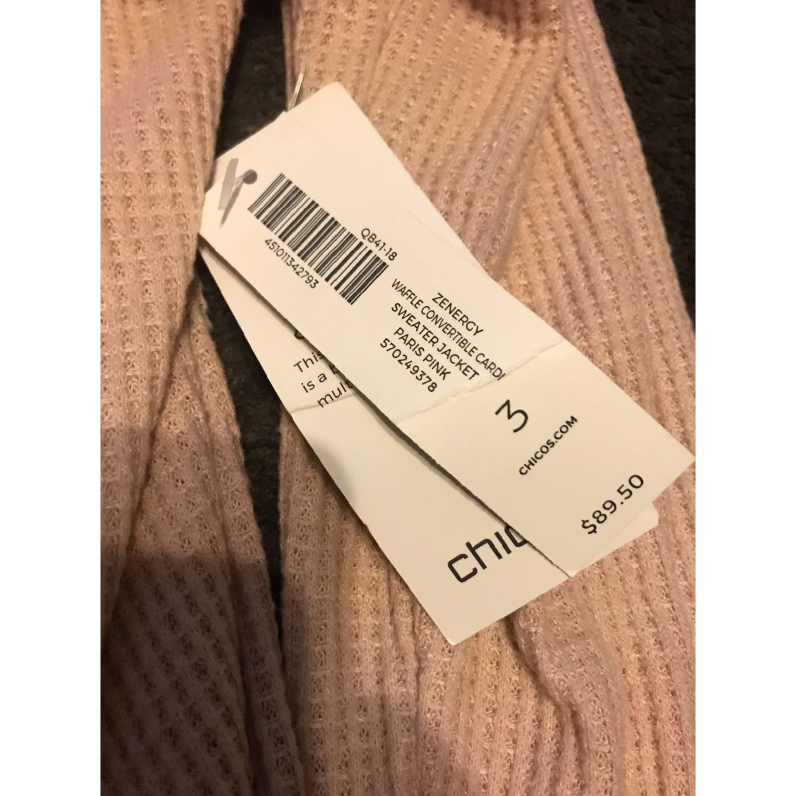 Vintage Chicos Znergy Womens Blouse Jacket Pink 3 Waffle Convertible Knit Crew Neck Snap All Seasons Womens Size XS / US 0-2 / IT 36-38 - 2 Thumbnail