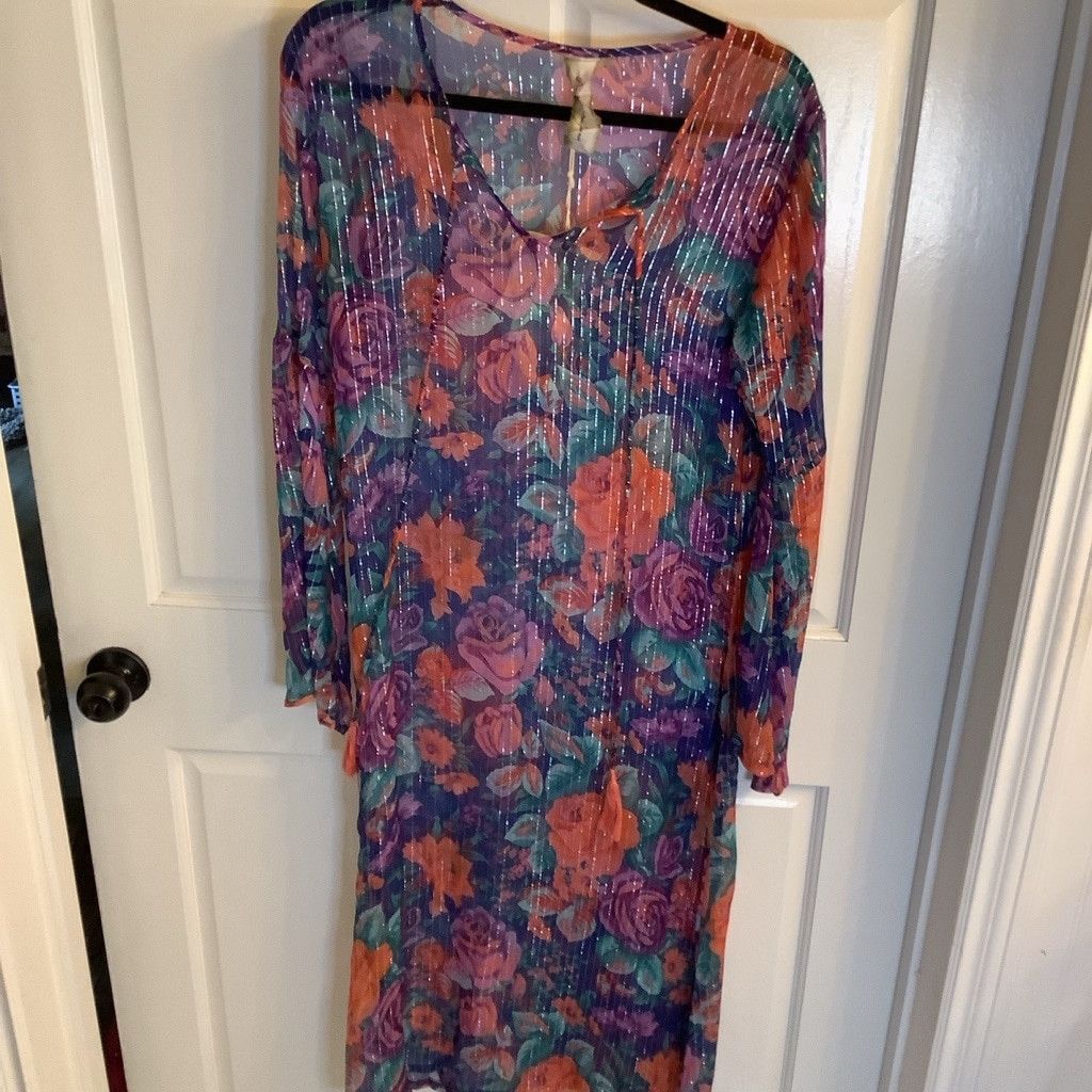 Anthropologie Women's Aratta Floral Dress M Blue purple Orange Size M / US 6-8 / IT 42-44 - 3 Thumbnail