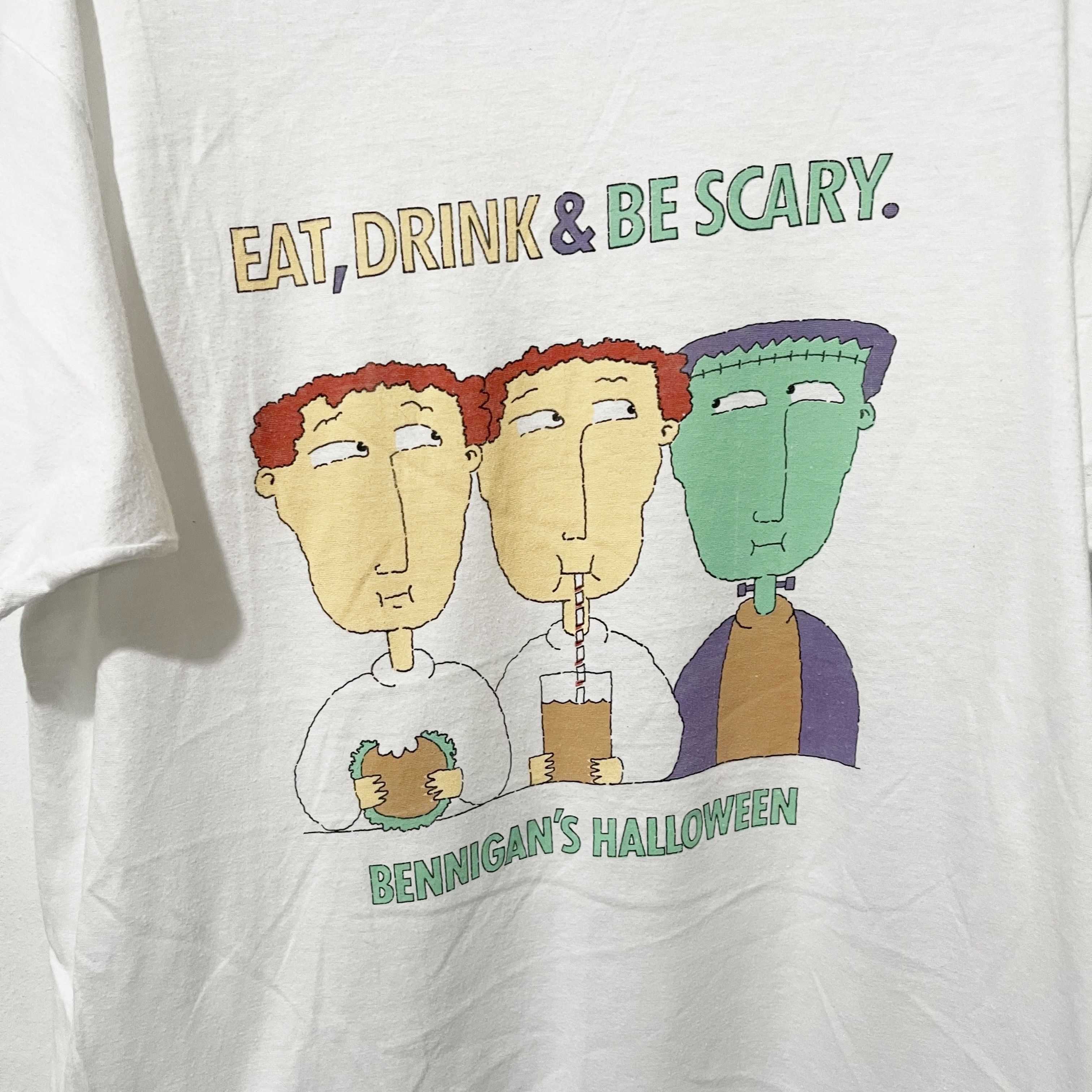 Vintage Vintage 90s Bennigan’s Halloween T-Shirt Size US M / EU 48-50 / 2 - 2 Thumbnail
