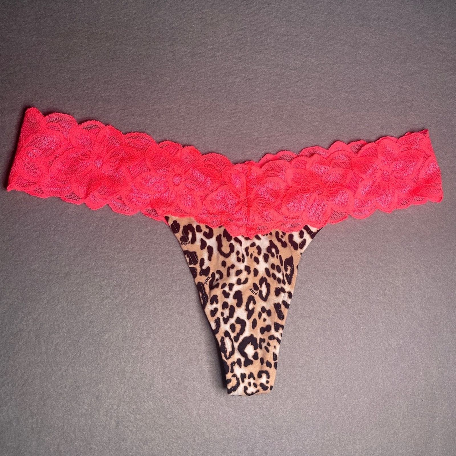 Victoria's Secret Victoria’s Secret’s Leopard Hot Neon Lace Thong NEW M Size ONE SIZE - 1 Thumbnail