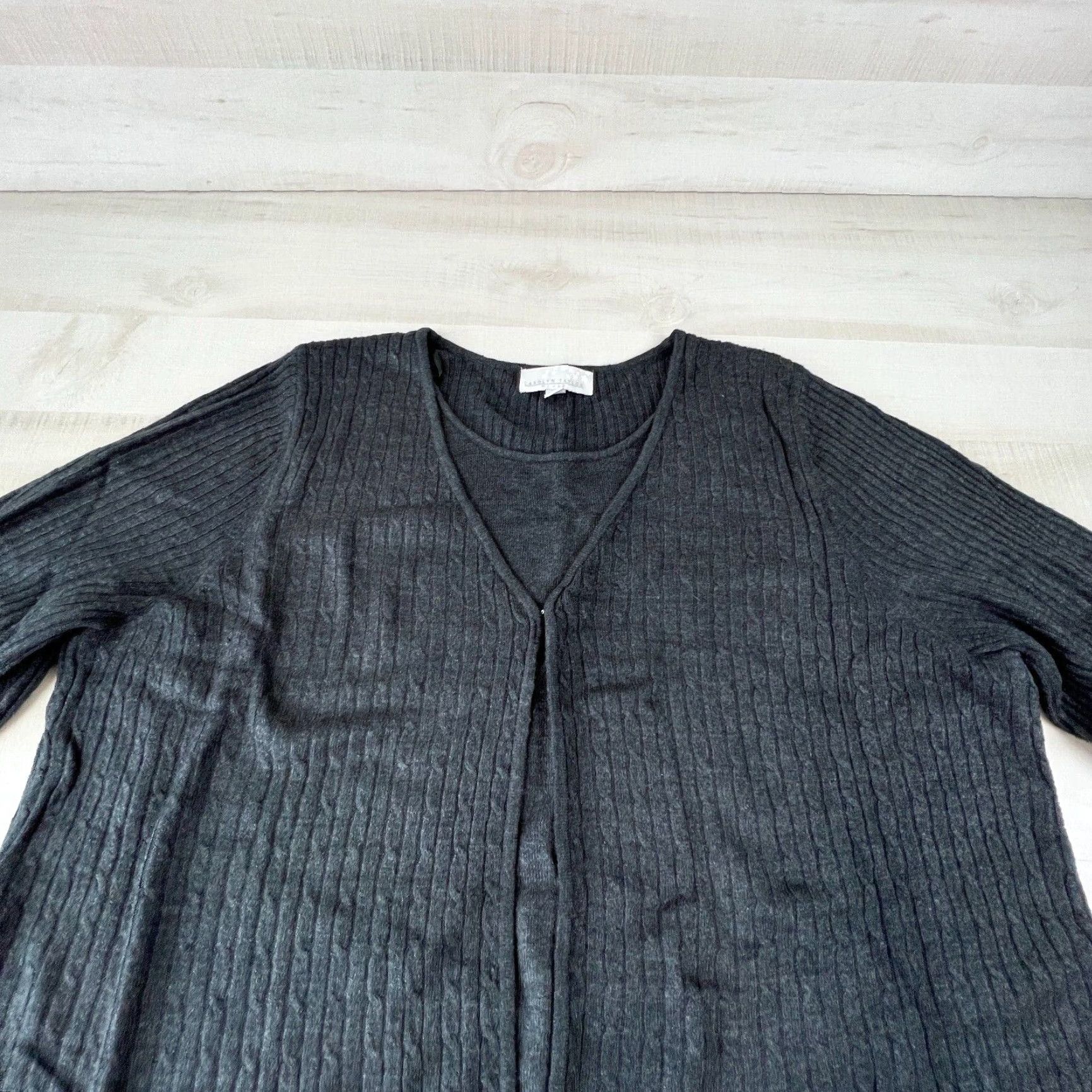 Vintage Carolyn Taylor Women's 2X Gray Pullover Sweater Long Sleeve Acrylic Knit Size XXL / US 16-18 / IT 52-54 - 2 Thumbnail