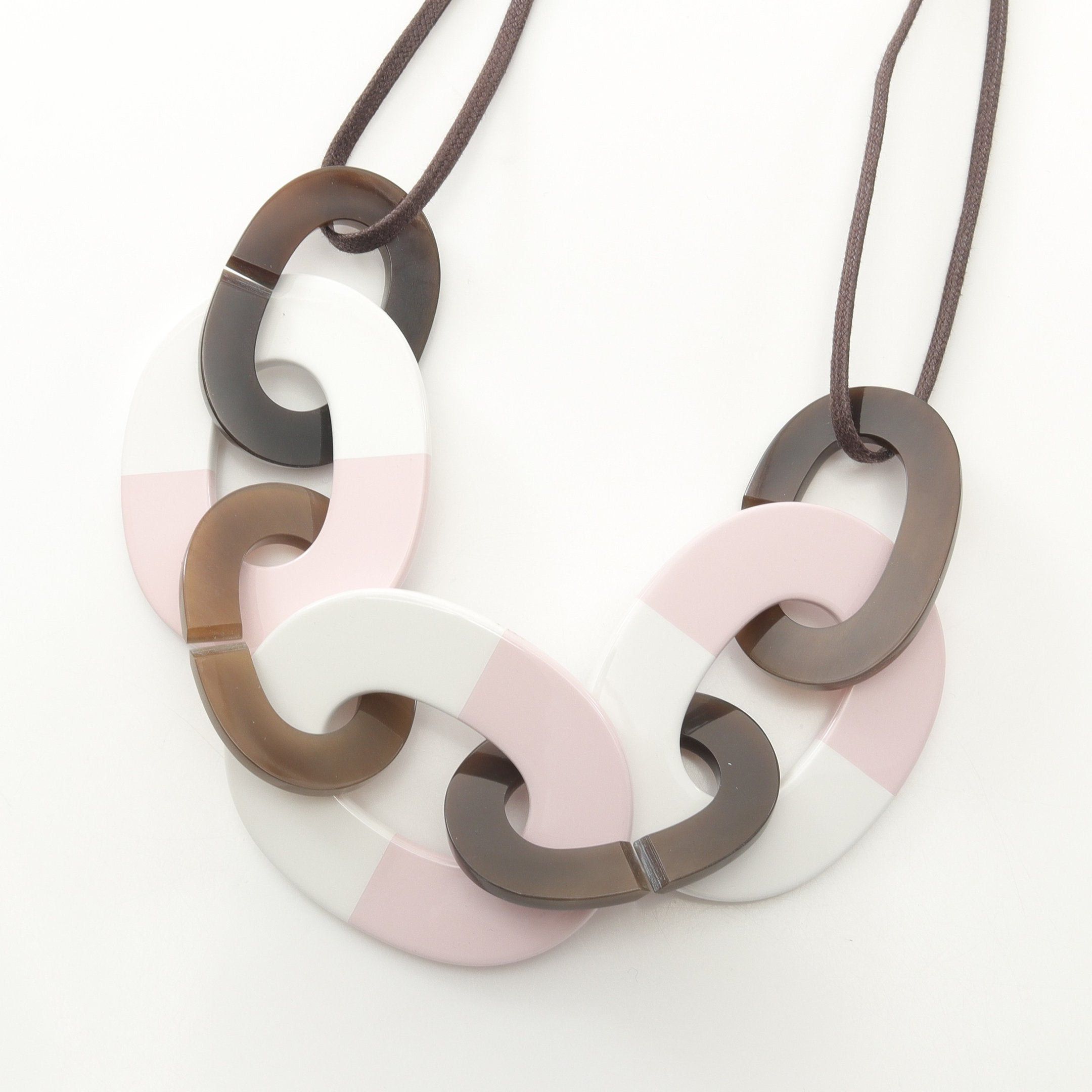 Hermes Hermes Calamba Necklace Buffalo Horn Leather Pink White Size ONE SIZE - 1 Thumbnail