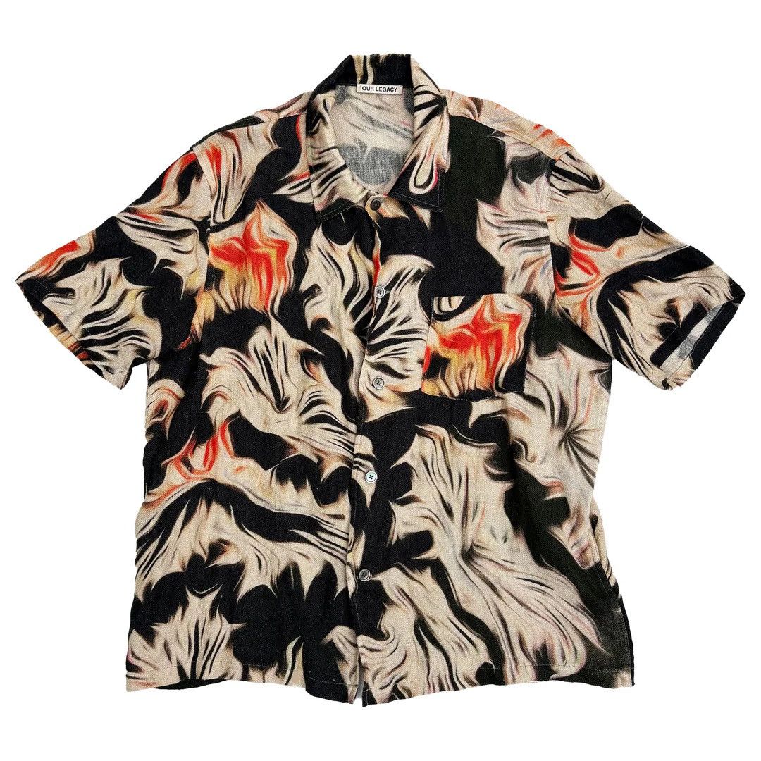 Our Legacy Our Legacy SS21 Woven Linen Pattern S/S Summer Shirt Size US M / EU 48-50 / 2 - 1 Thumbnail
