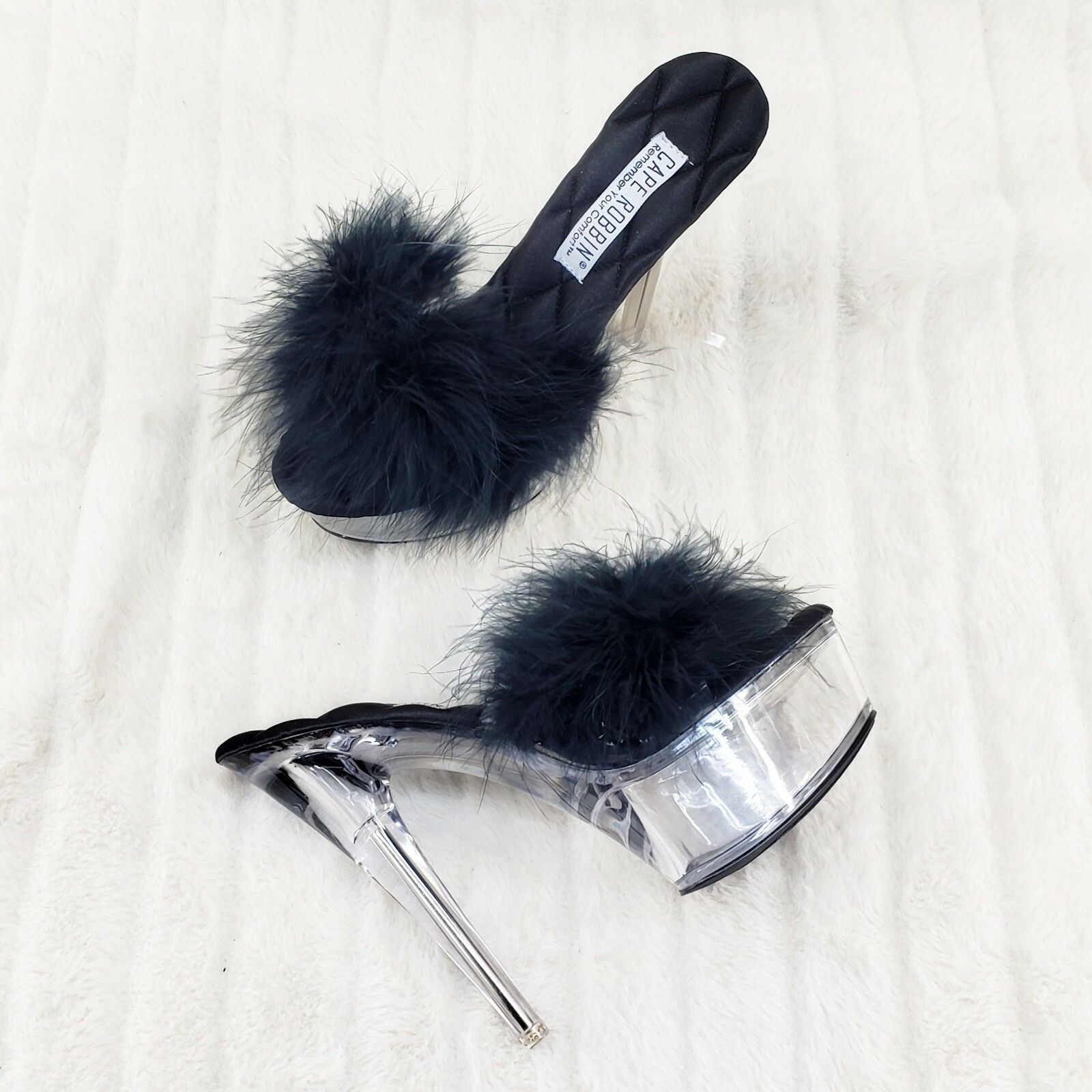 Other Maren Marabou Feather Slip On Platform Sandals 6" Stiletto H Size US 6 / IT 36 - 4 Thumbnail