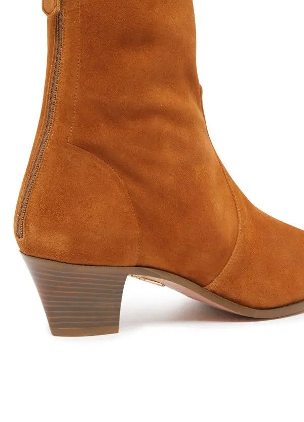 Aquazzura o1y0625 Suede Leather Ankle Boots in Brown Size US 7 / IT 37 - 3 Thumbnail