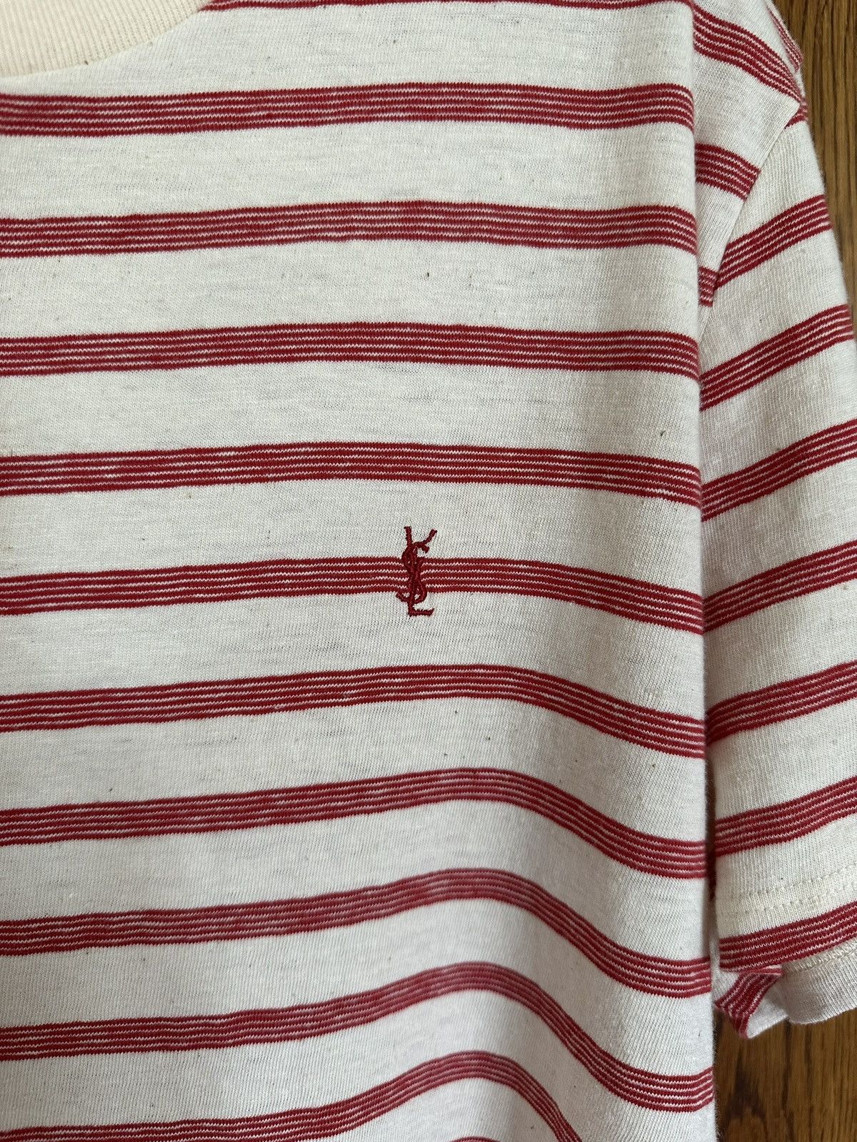 Saint Laurent Paris $620 Saint Laurent STRIPED CASSANDRE T-SHIRT IN JERSEY Size US L / EU 52-54 / 3 - 14 Thumbnail