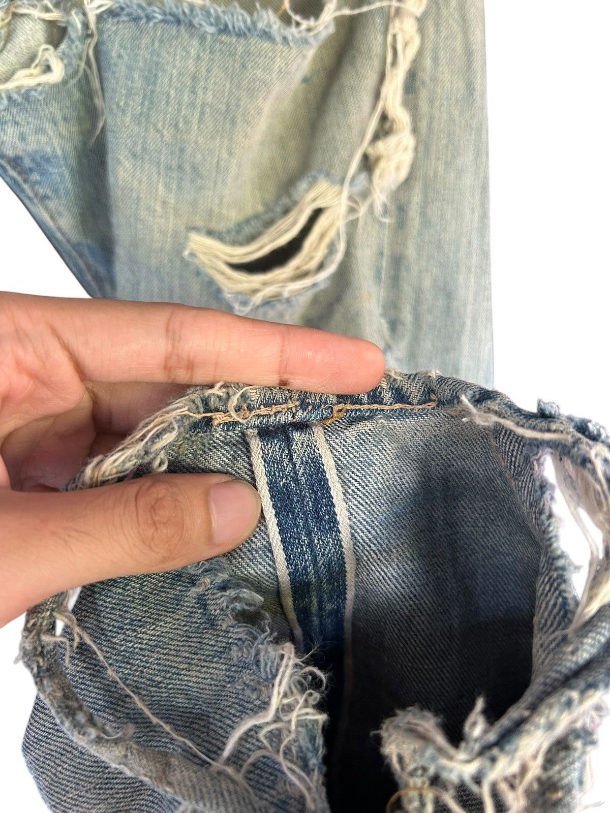 Levi's 60s-70s THRASHED Levi's 6 Selvedge Vintage Denim Jeans Size US 28 / EU 44 - 4 Thumbnail