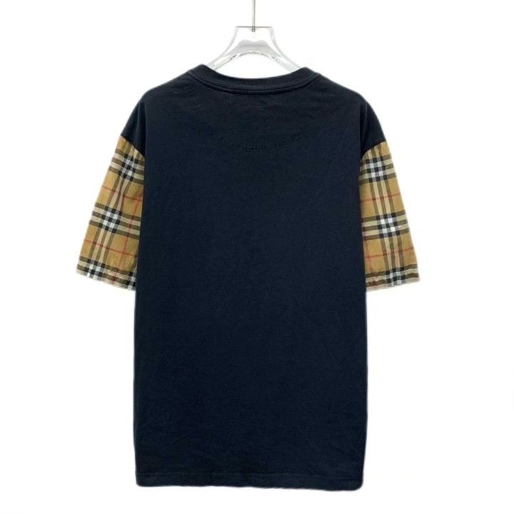 Burberry Burberry Black Plaid Panel Cotton T-Shirt Size US M / EU 48-50 / 2 - 2 Thumbnail