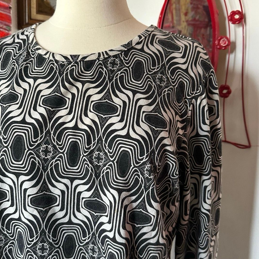 Other city hearts black white swirl bohemian long sleeve shirt Size L / US 10 / IT 46 - 2 Thumbnail
