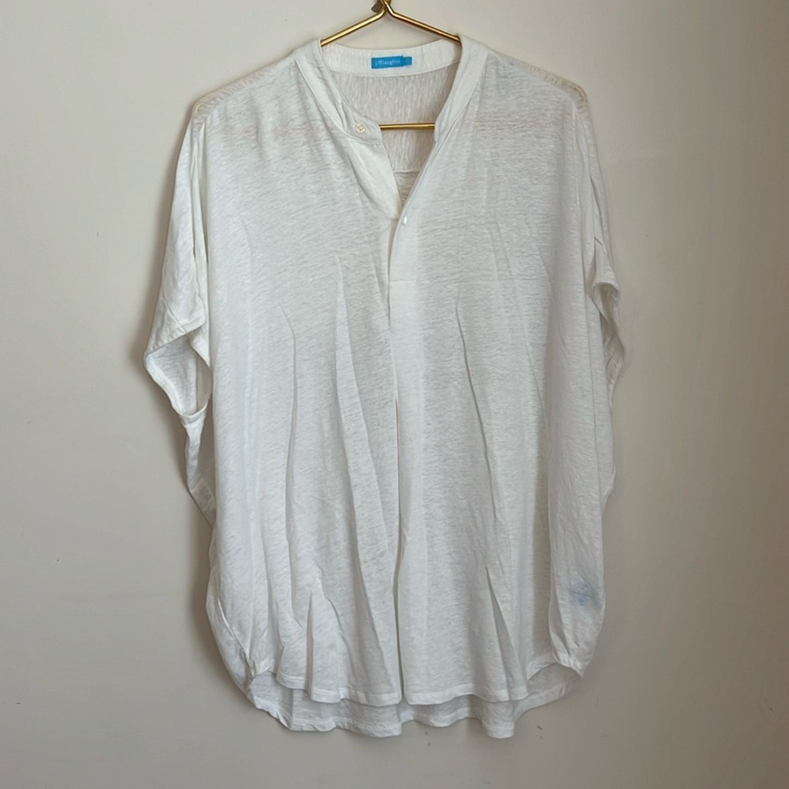 J.McLaughlin J. McLaughlin White Linen Sleeveless Oversized Top Size L / US 10 / IT 46 - 1 Thumbnail