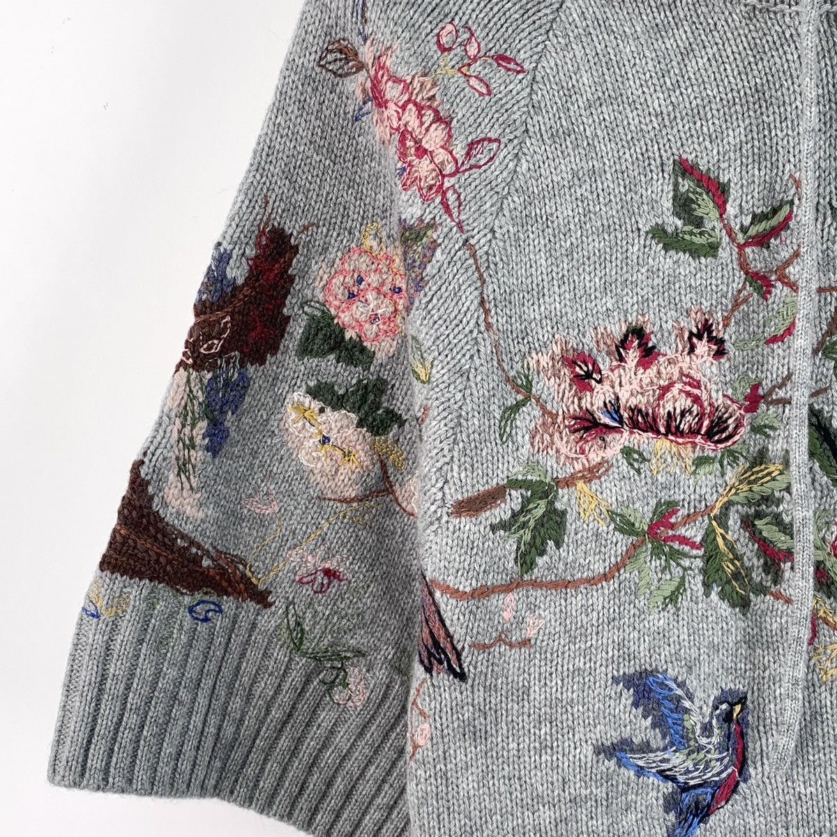 Dior Dior Gray Floral Print Cashmere Hooded Drawstring Sweater Size XS / US 0-2 / IT 36-38 - 4 Thumbnail