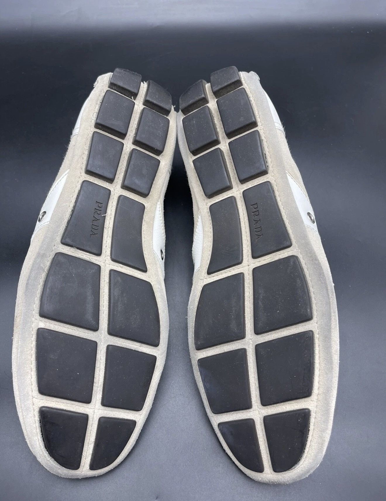 Prada Prada White & Cream Suede Leather Driving Sneakers Size 10 Size US 10 / EU 43 - 11 Thumbnail