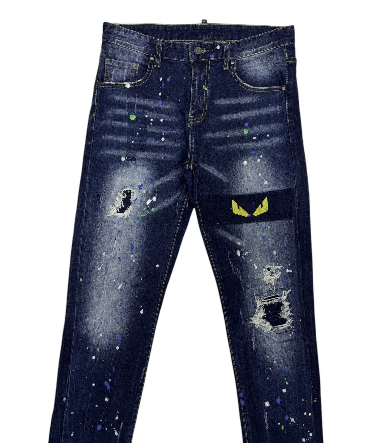 Japanese Brand Distressed Denim Custom Made Slim Straight Jeans Size US 32 / EU 48 - 5 Thumbnail