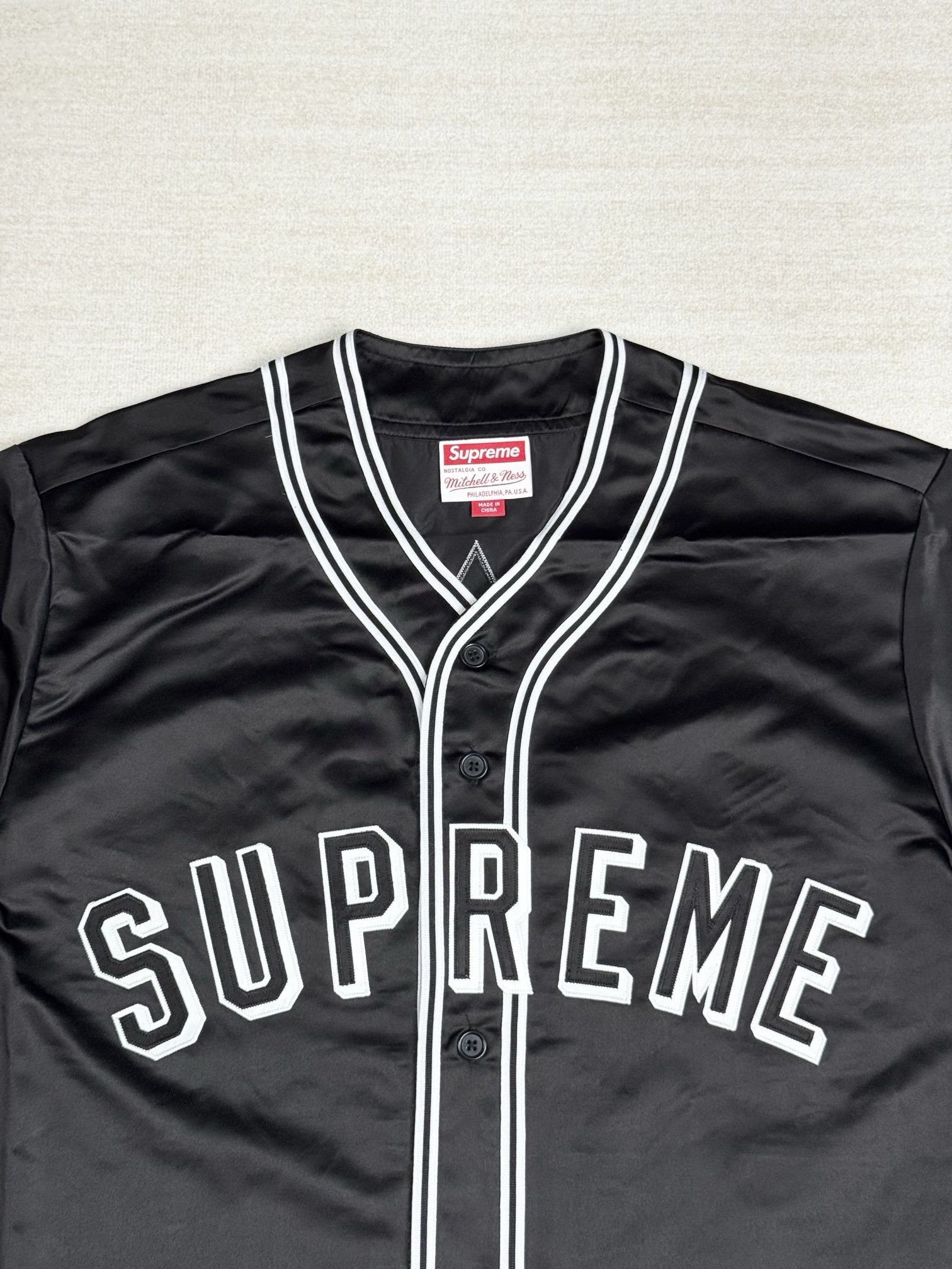 Mitchell & Ness × Supreme Satin baseball jersey Size US L / EU 52-54 / 3 - 7 Thumbnail