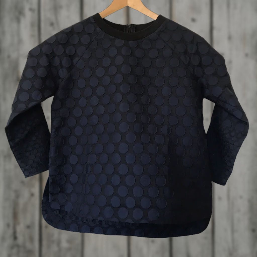 Madewell Madewell Blouse Womens M Mood Polka Dot Pullover Navy Blue High Low Long Sleeve Size M / US 6-8 / IT 42-44 - 1 Thumbnail