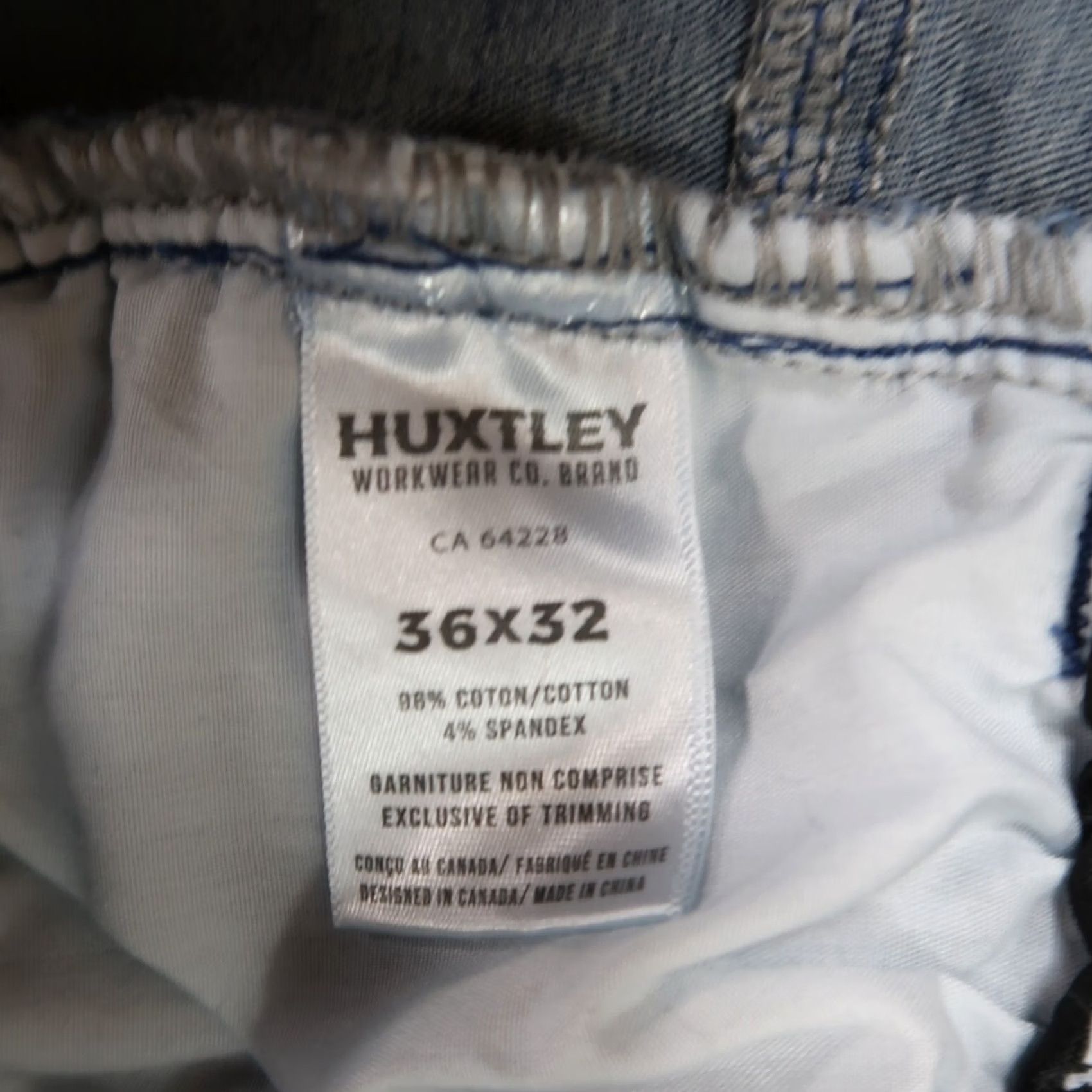 CO Huxtley Jeans Men 36x32 Straight Leg Denim 5-Pocket Cotton Blend Blue Stretch Denim Pants Regular Size Size US 36 / EU 52 - 5 Thumbnail